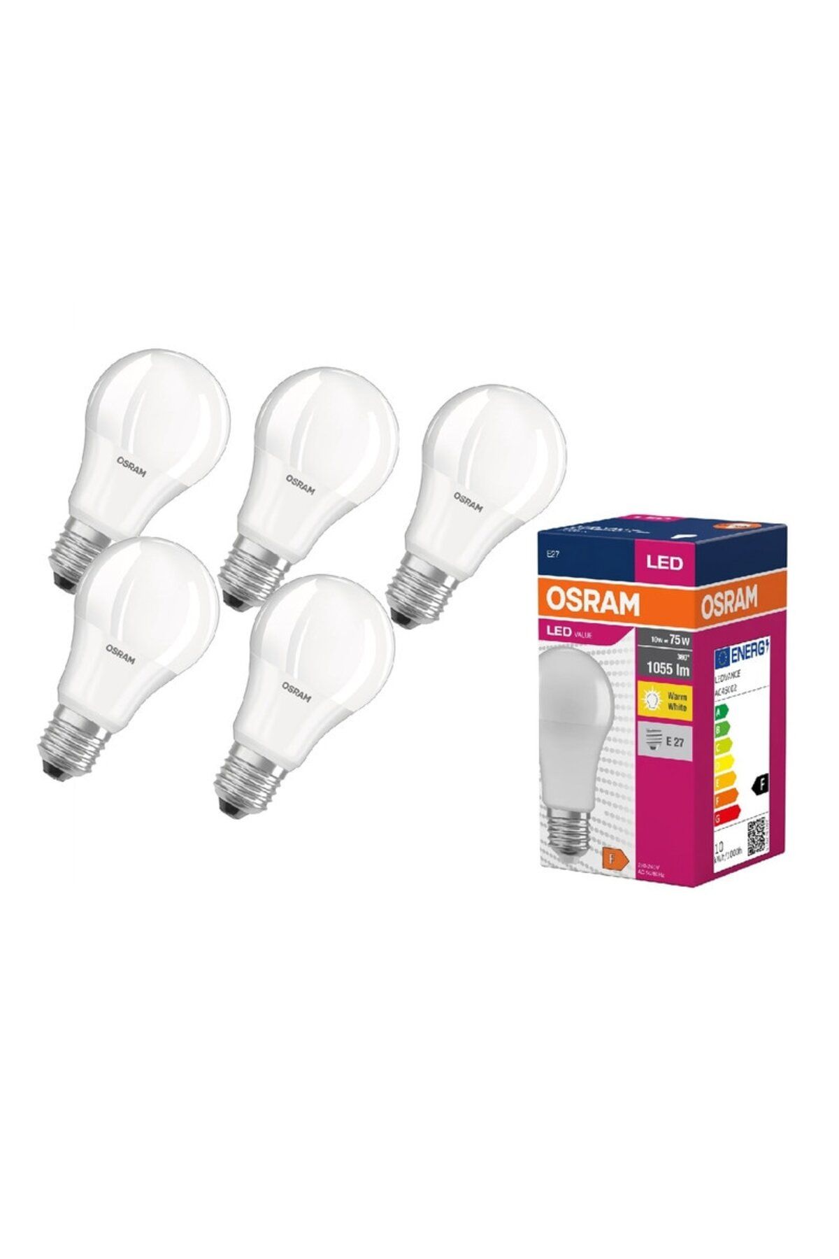 Osram-Set 5 becuri glob LED, E27, 10W, echivalent 75W, lumina calda, 2700K, unghi 360, 1055 lm, clas 2