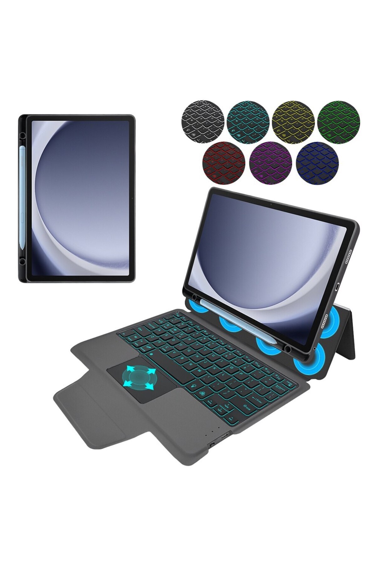 Techsuit-Protective Case with Keyboard for Samsung Galaxy Tab A9 Plus, Axio Protect, S40, Lexgard, Deep Dark 4