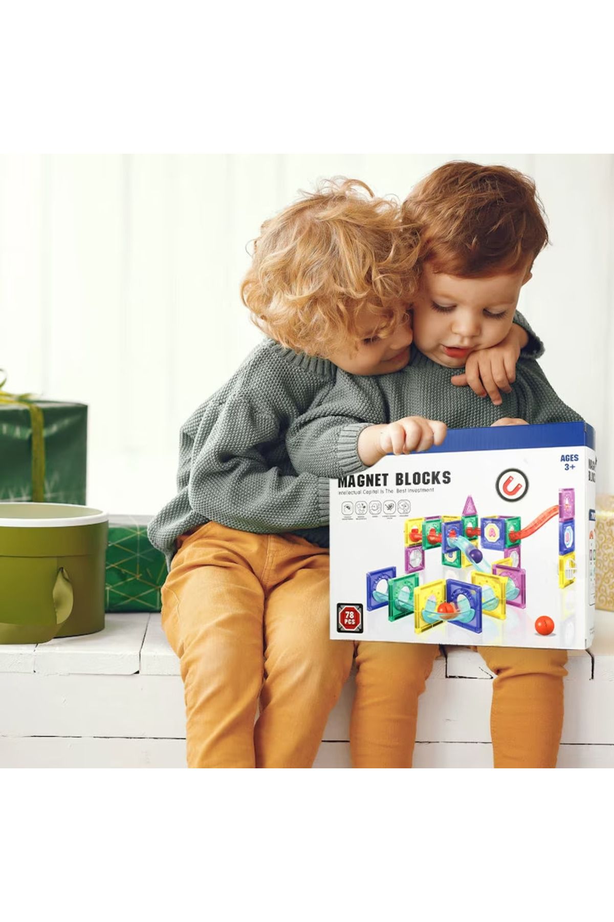 İSP-Set Educativ si Creativ Magnetic 2 in 1 cu 78 Piese, Traseu Bila, "Mini 78 MAGNET BLOCKS", Numeroase 5