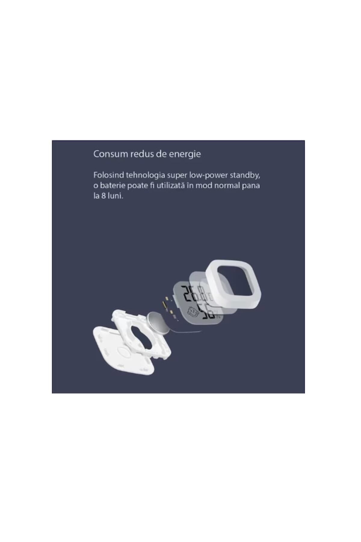 dalip-Termometru cu higrometru pentru camera copilului, baterii incluse, 4,3x4,3 cm, alb 3