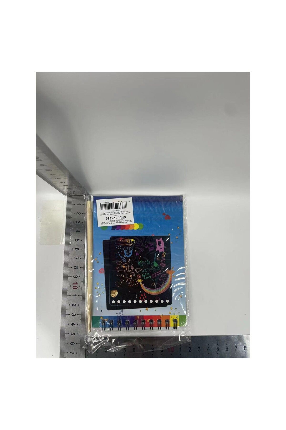 Flippy-Carte de răzuit, Scratch magic DIY, 12 coli, Curcubeu, Creion din lemn, Cartonașe negre, Albastru 9