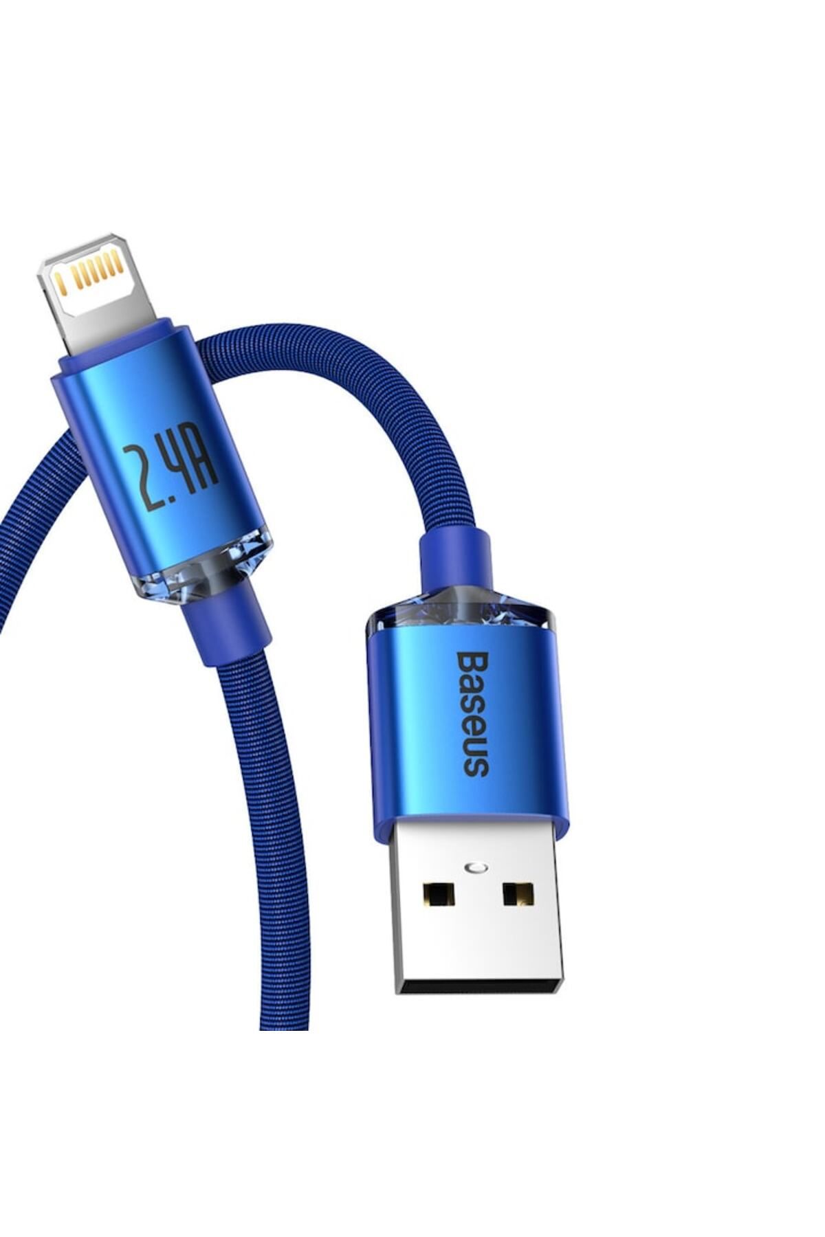 Baseus-Cablu de date USB la Lightning 2.4A, 2m, Crystal Shine (CAJY000103), Albastru 3