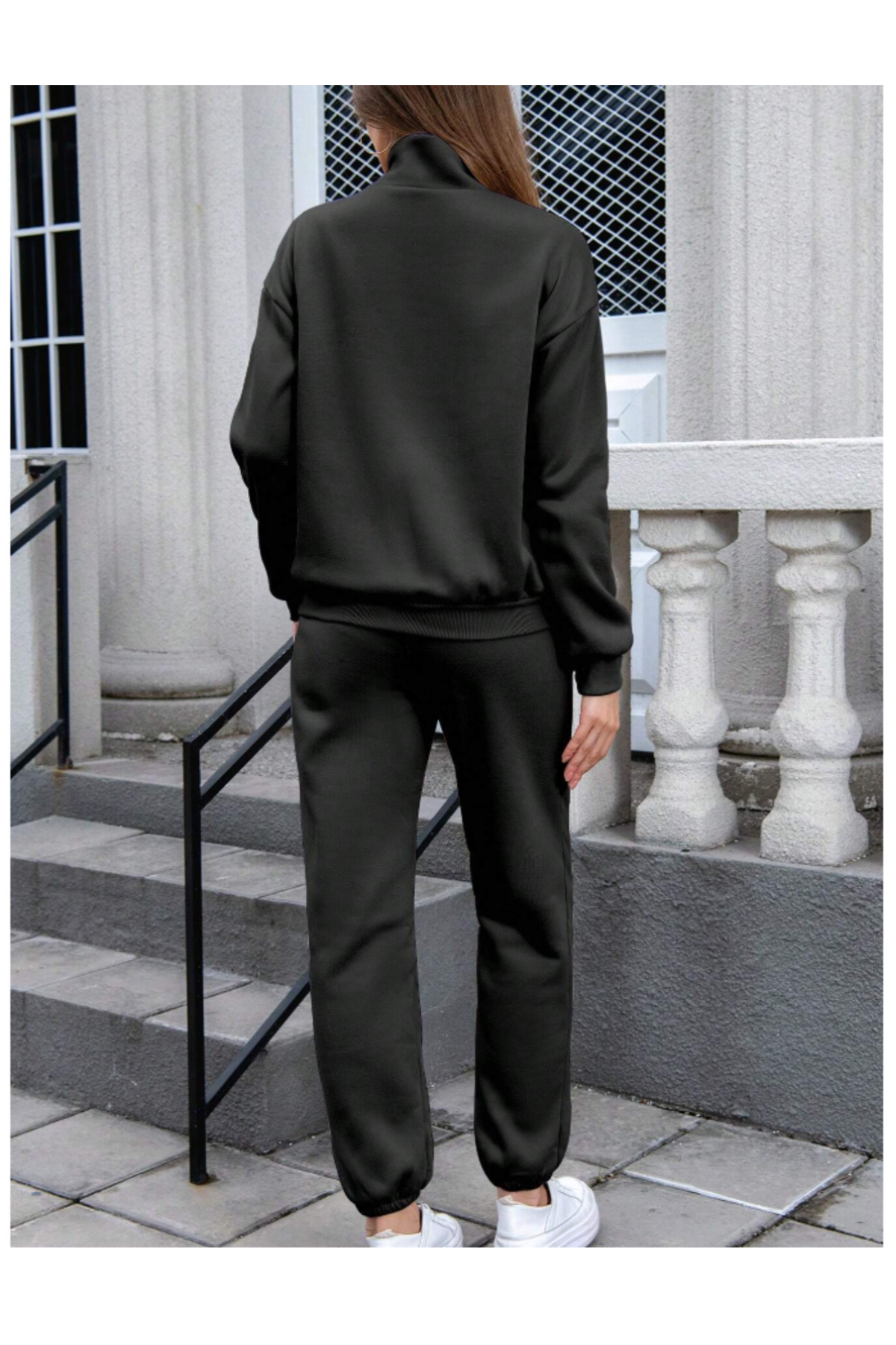 بنطلون نسائي أسود مقاس كبير بأرجل مطاطية فضفاضة من...