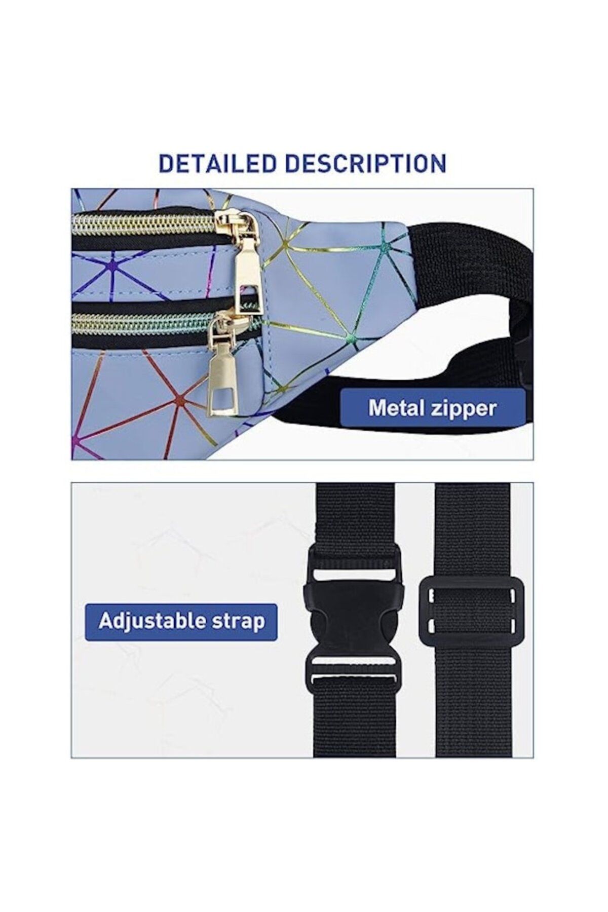 dalip-Waterproof Waist Bag with Triangle Design, Silver 3