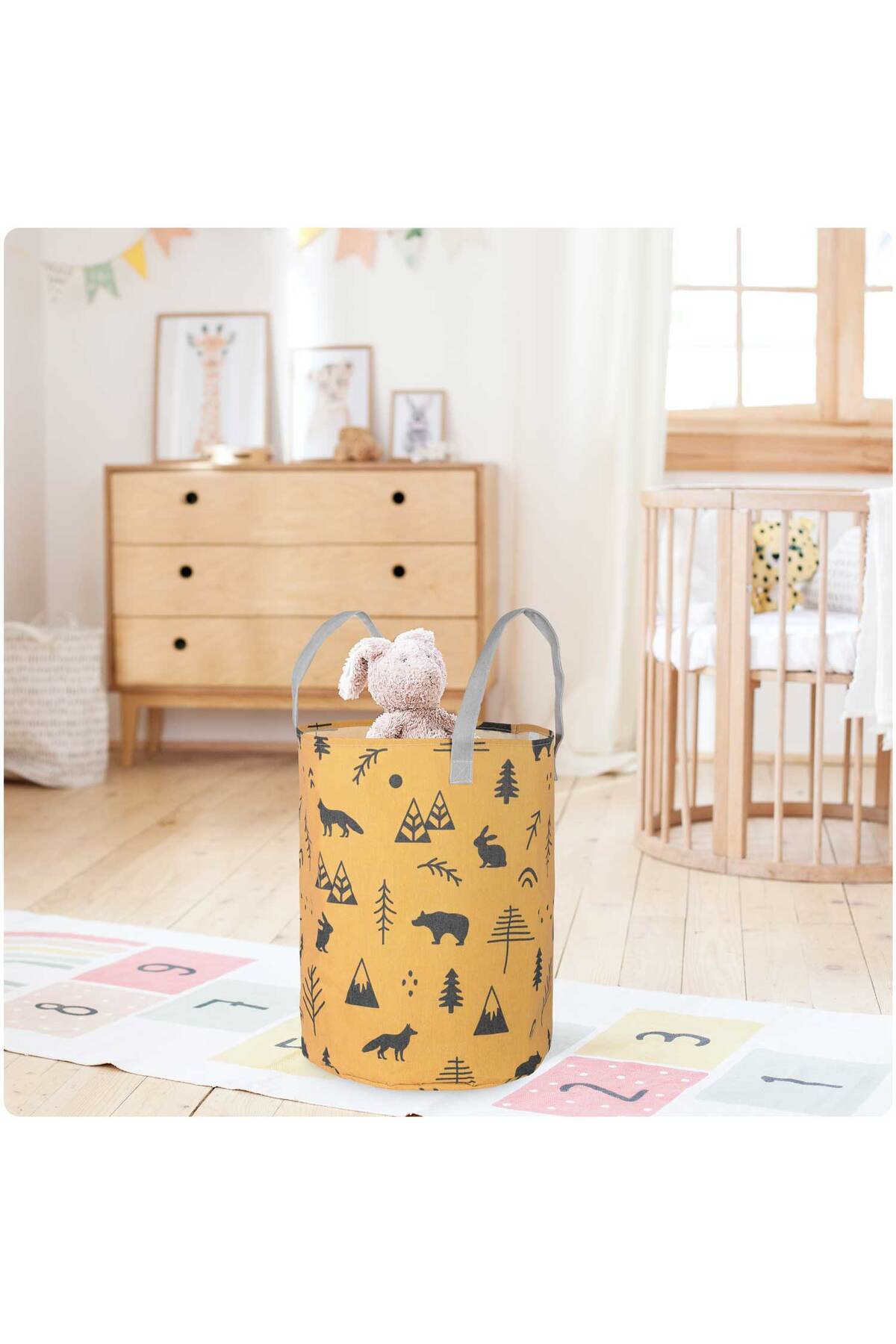 OEM-Toy Storage Basket, Forrest Animals, with Handles, Made of Quality and Durable Material, Lid 6