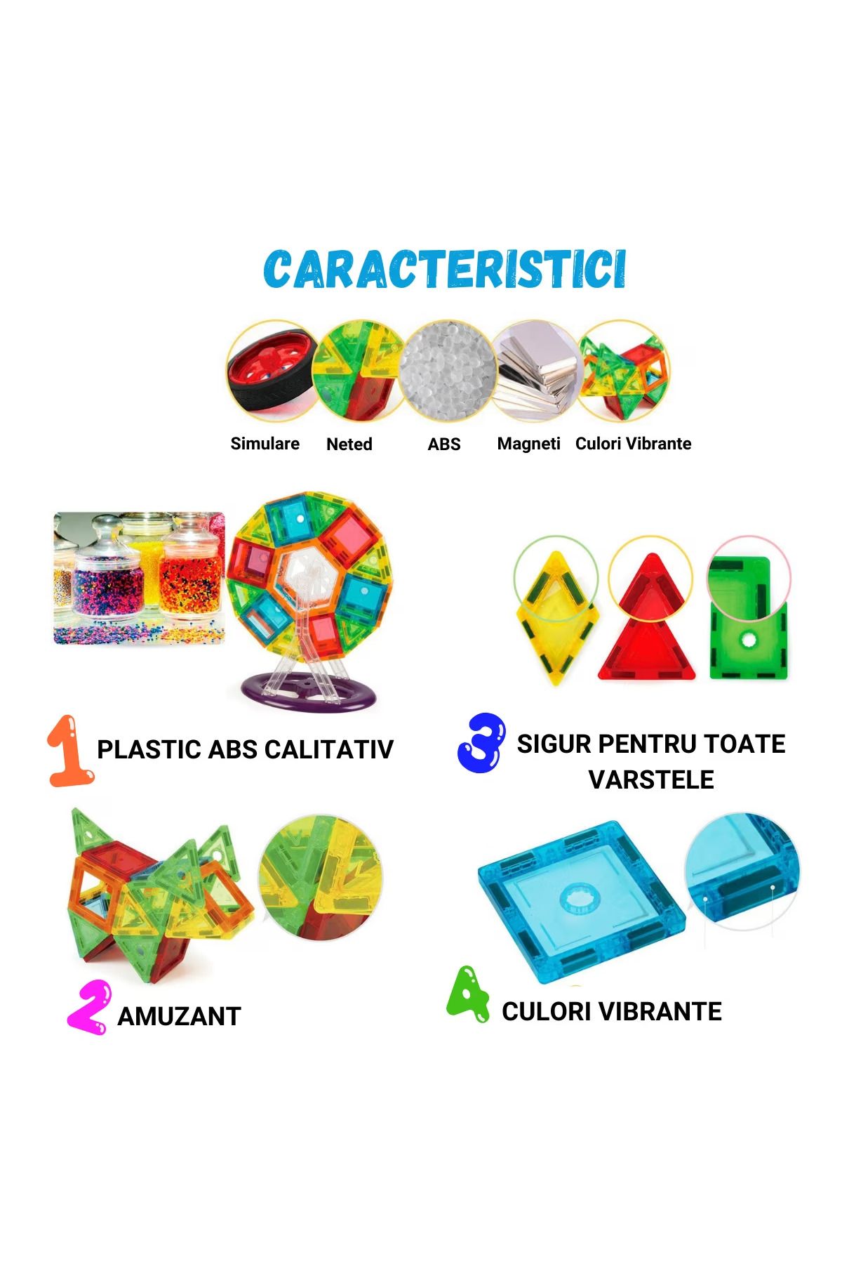 LikeSmart-Set Inteligent de Constructie Magnetic, "MAGNETIC CONSTRUCTION BLOCKS", 130 Piese, Educativ si Creat 7