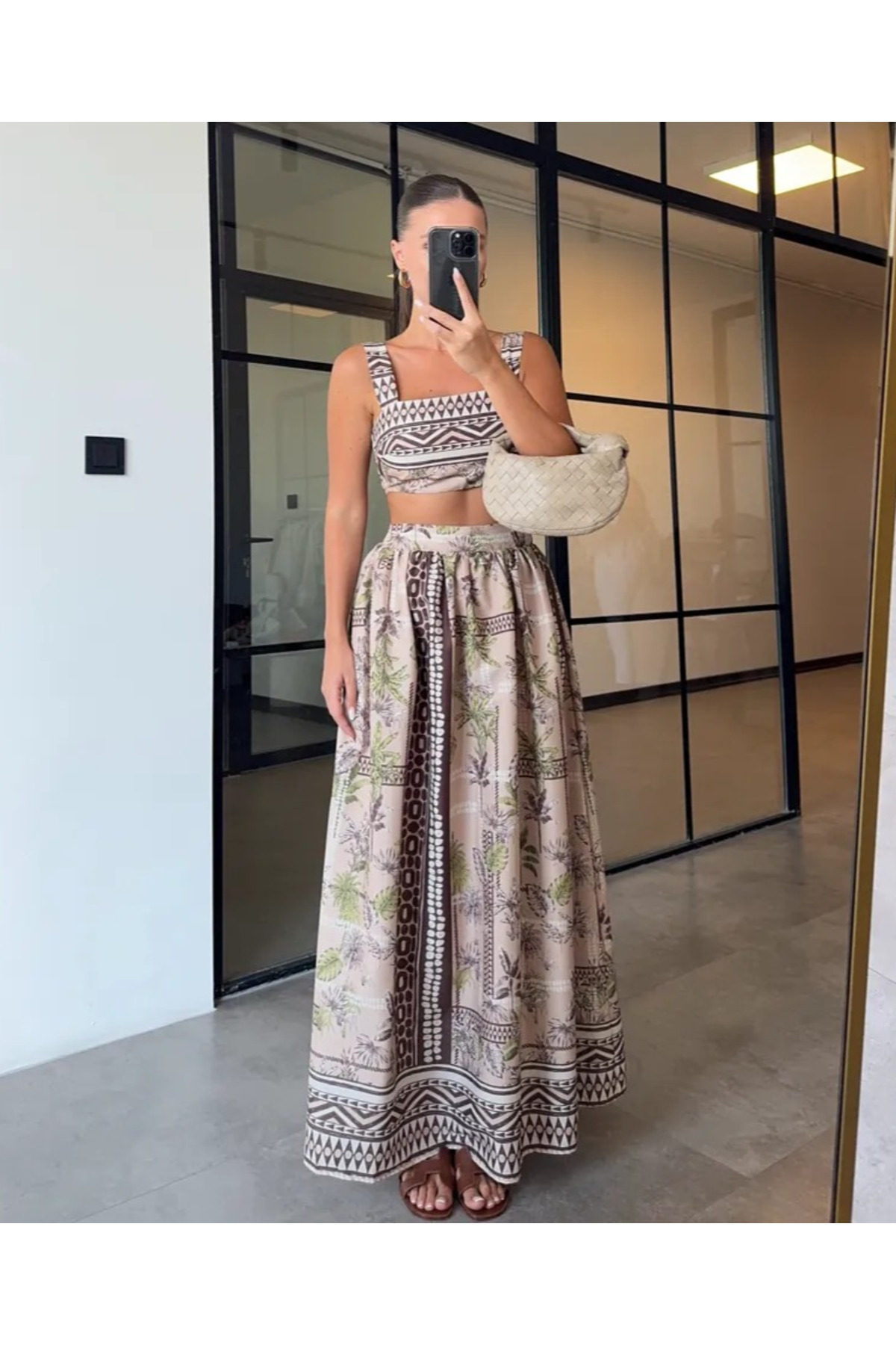 My Blog Beżowy zestaw bluzka i spódnica Safari Crop - 30402