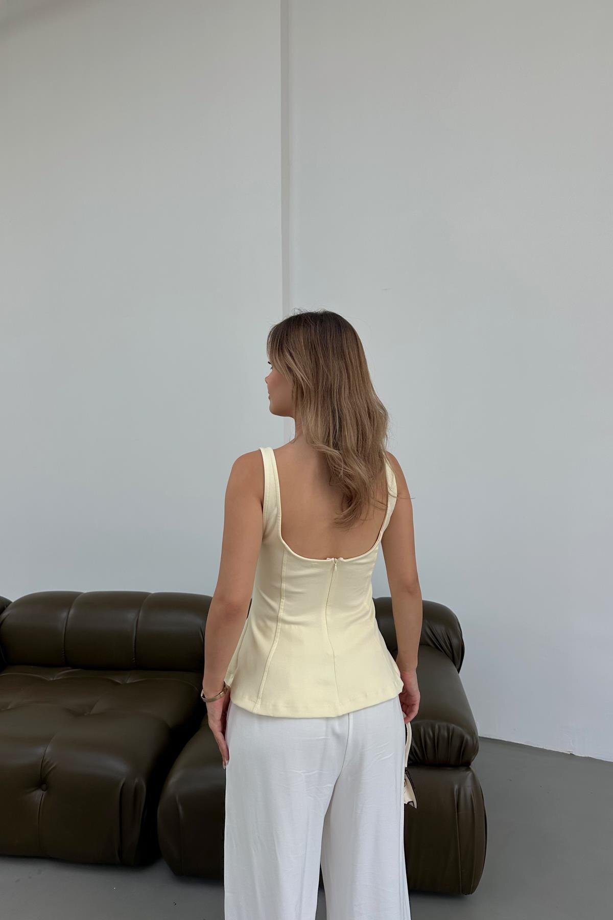 mylove  Askılı Volanlı Bluz Sarı - Görsel 4