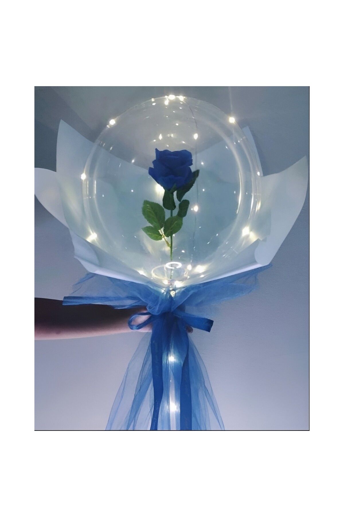 Flippy-Balon LED cu lumini, trandafir, tip buchet, diametru 35 cm, albastru 3