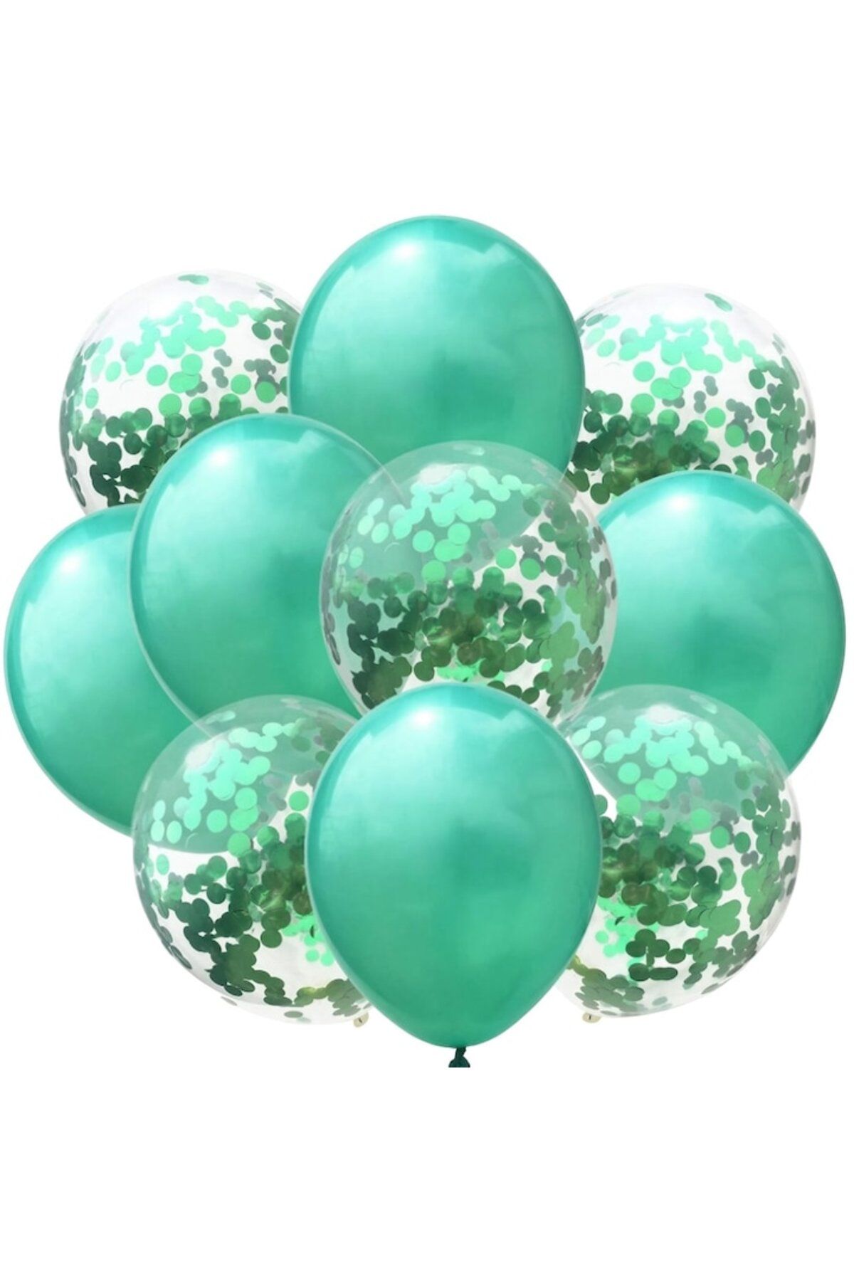 Terra-Set 10 Baloane Latex, Model Party Confetti, 5 x Confetti, 5 x Turcoaz, 25 cm, 2.2g 2