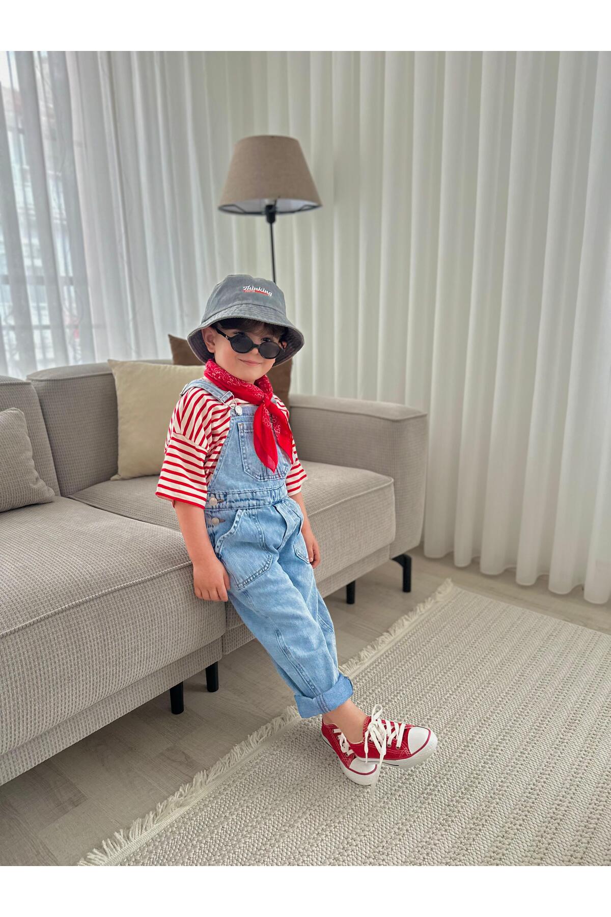 ASL GOLF CLUB Boy's Denim Salopet Jumpsuit | Blue Stone Wash Jeans