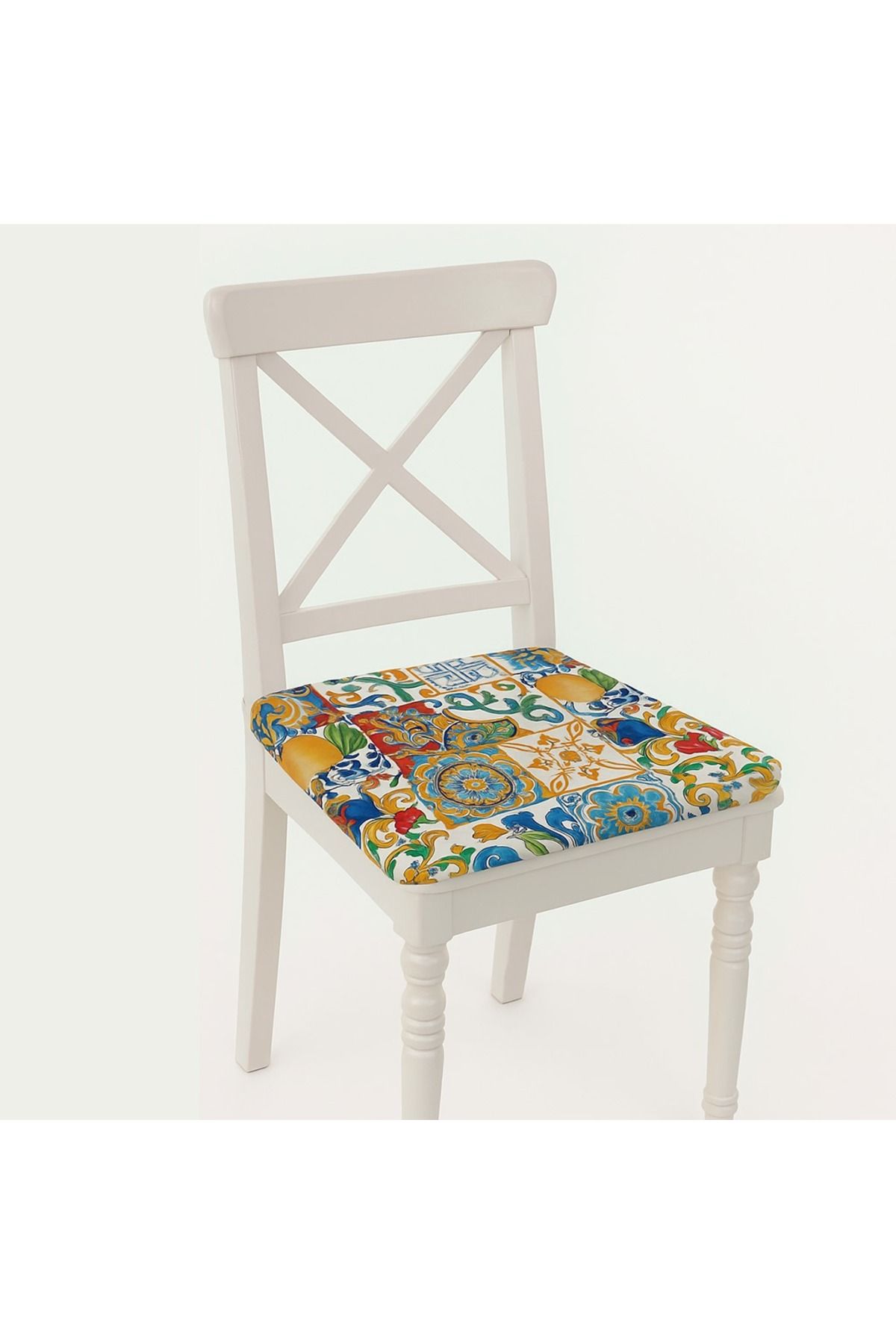 güzelmağaza-Tile Pattern Digital Printing Double Sided Sponge Zipper 4 Pcs. Cushion 1 Pc. Runner Set of 5 4