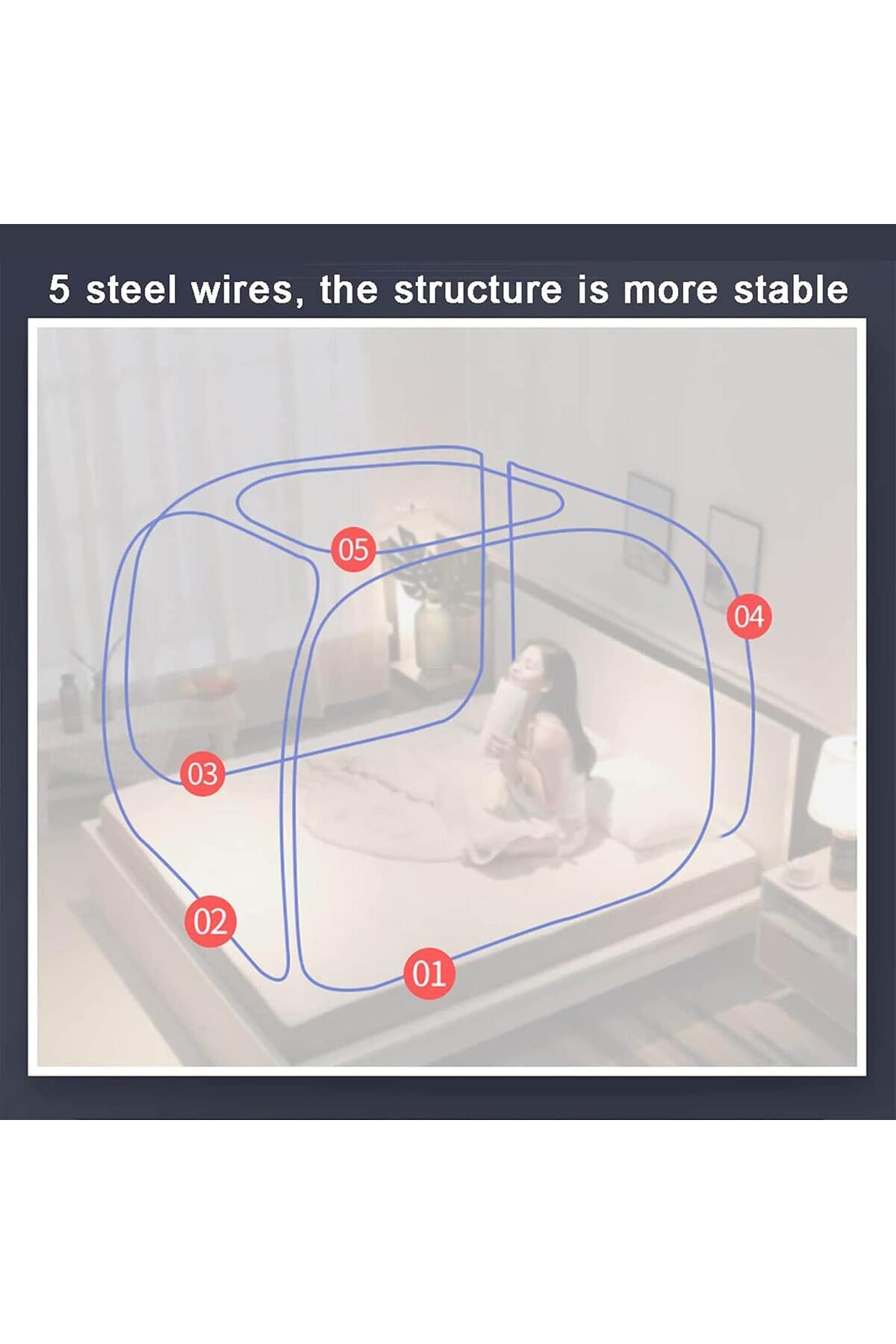 Saharaz-Mosquito Net, with Bottom,360°Anti-mosquito and Breathable,Effectively Blocks Insects and Dust 3