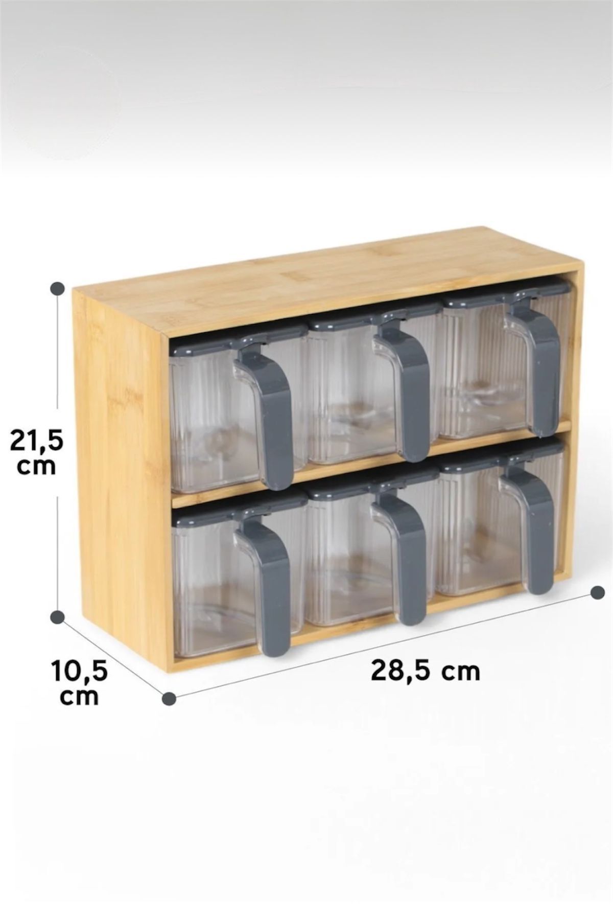 Bayev-Wenken Bamboo Stand 6-Piece Spice Rack Set 3490 - Spice Set with Spoon and Lid 2