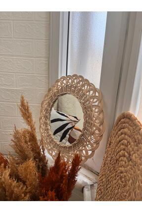 Avsar Home&Decor El Örgüsü Doğal Rattan Hasır Dekoratif Ayna
