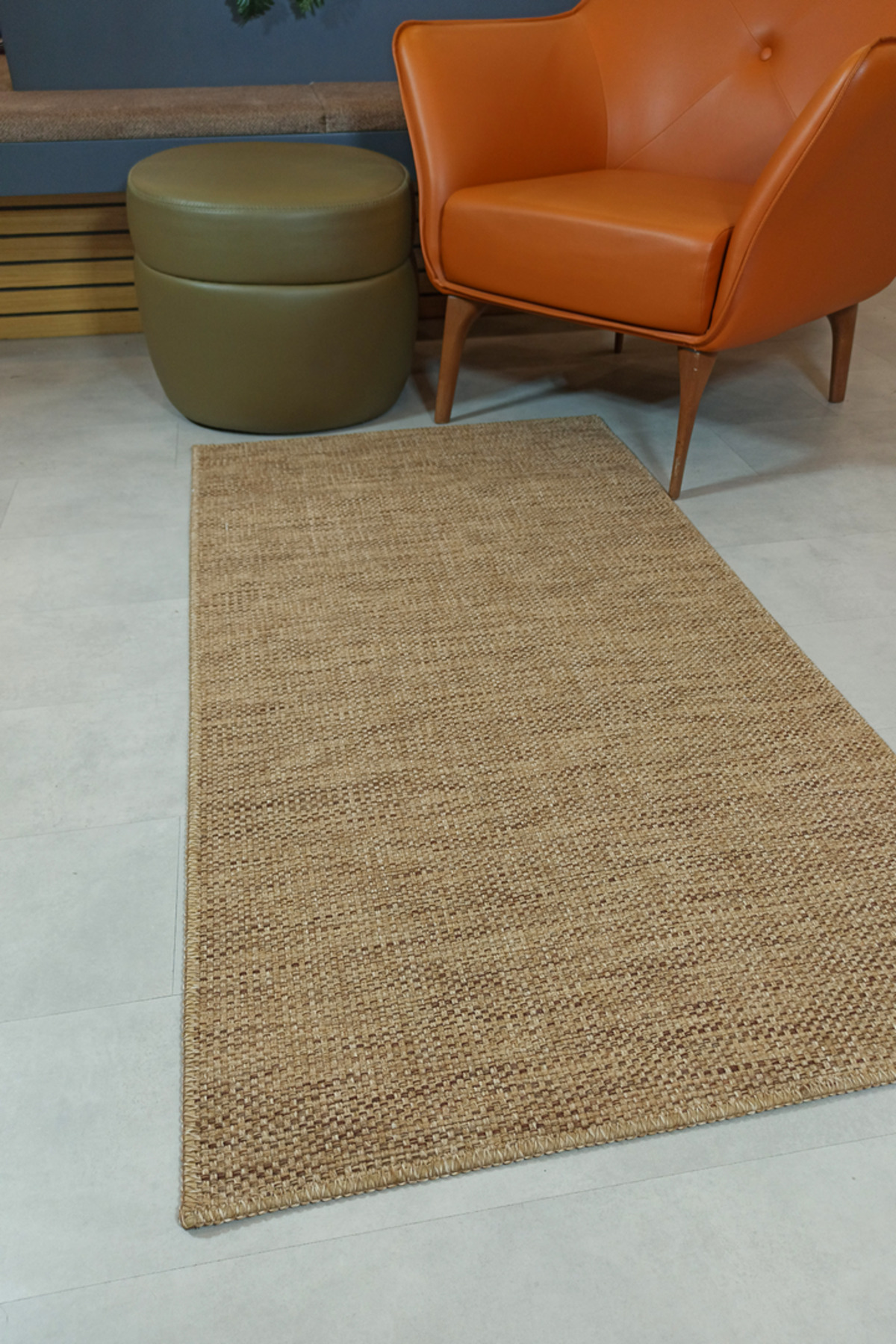 Alpina Home Stella Jüt Hasır Model Tek Renk Dokuma Yıkanabilir Katlanabilir Toz Vermez Kilim
