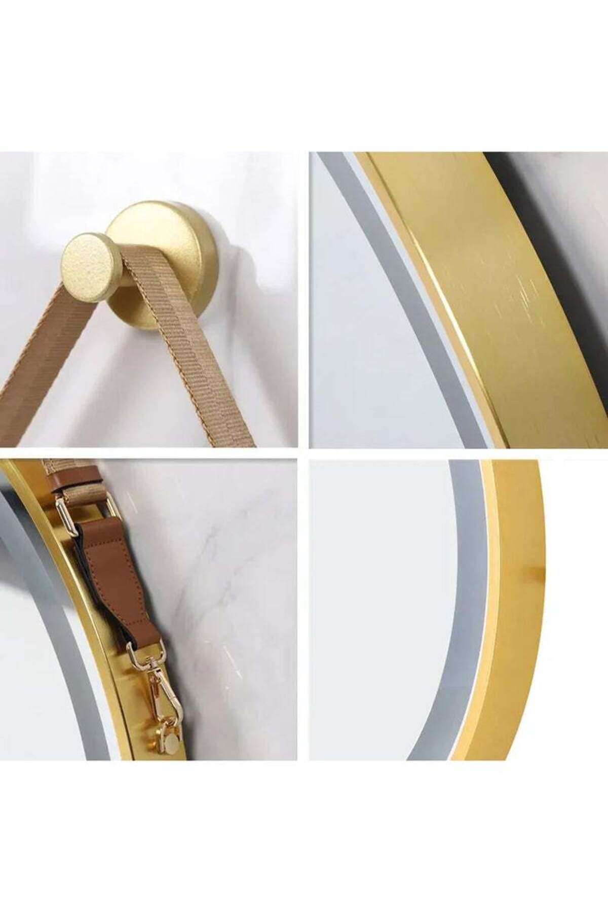 Taimi-Wall Mirror60x60cm-Elegant Design Mirror with 3-Light Levels Golden Frame - For Makeup,Decor 8