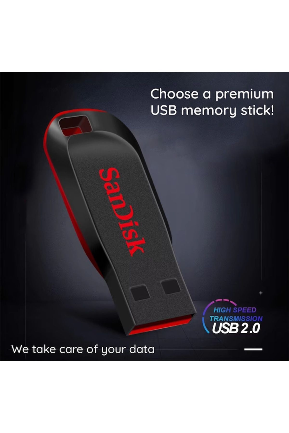 SanDisk-Stick de memorie 64GB, USB 2.0, Click SanDisk, Policarbonat, Negru/Roșu 3
