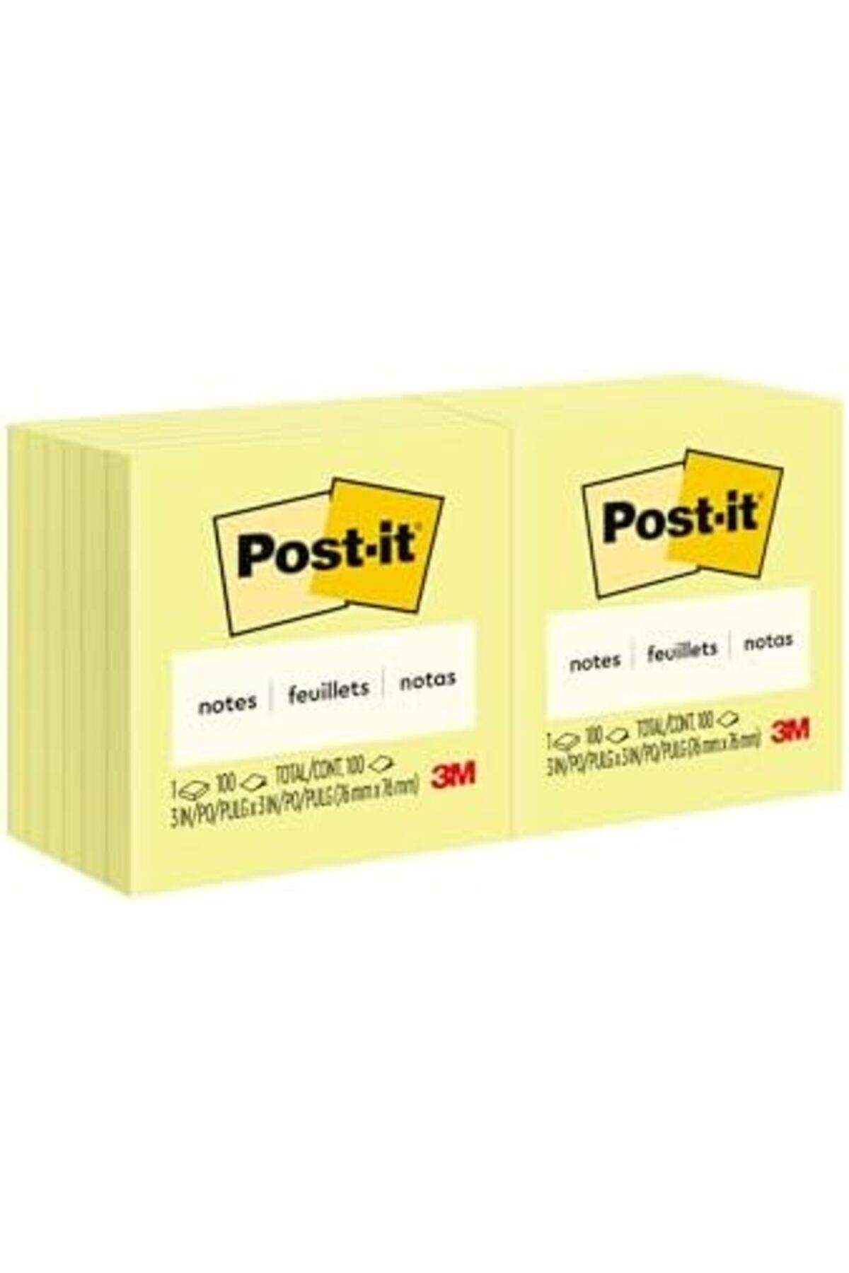Post-it-Notes 3 in x 3 in, 2 Pads, America's #1 Favorite Sticky Notes, Canary Yellow 2