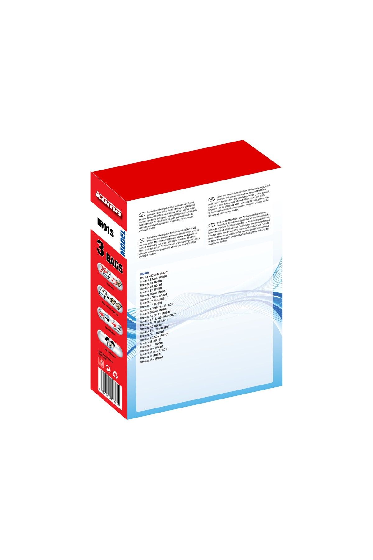 KOMA-IR01S - Saci pentru aspirator robot iRobot E5, E6, E7, J7, S9, i3, i4, i7, textil, 3buc 5
