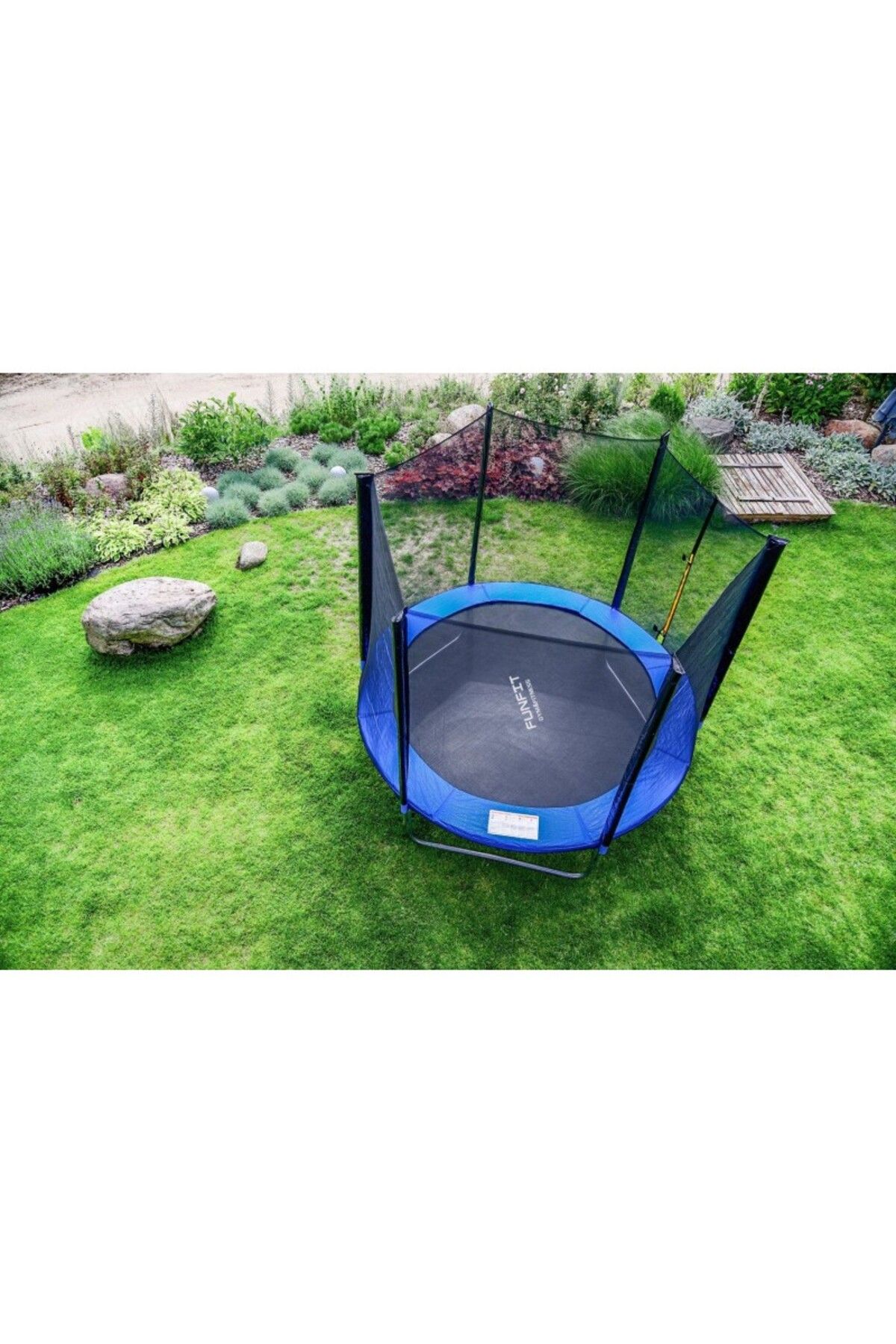 FUNFIT-Trampoline with net and access ladder, diameter 252 cm, maximum 120 kg, blue 8