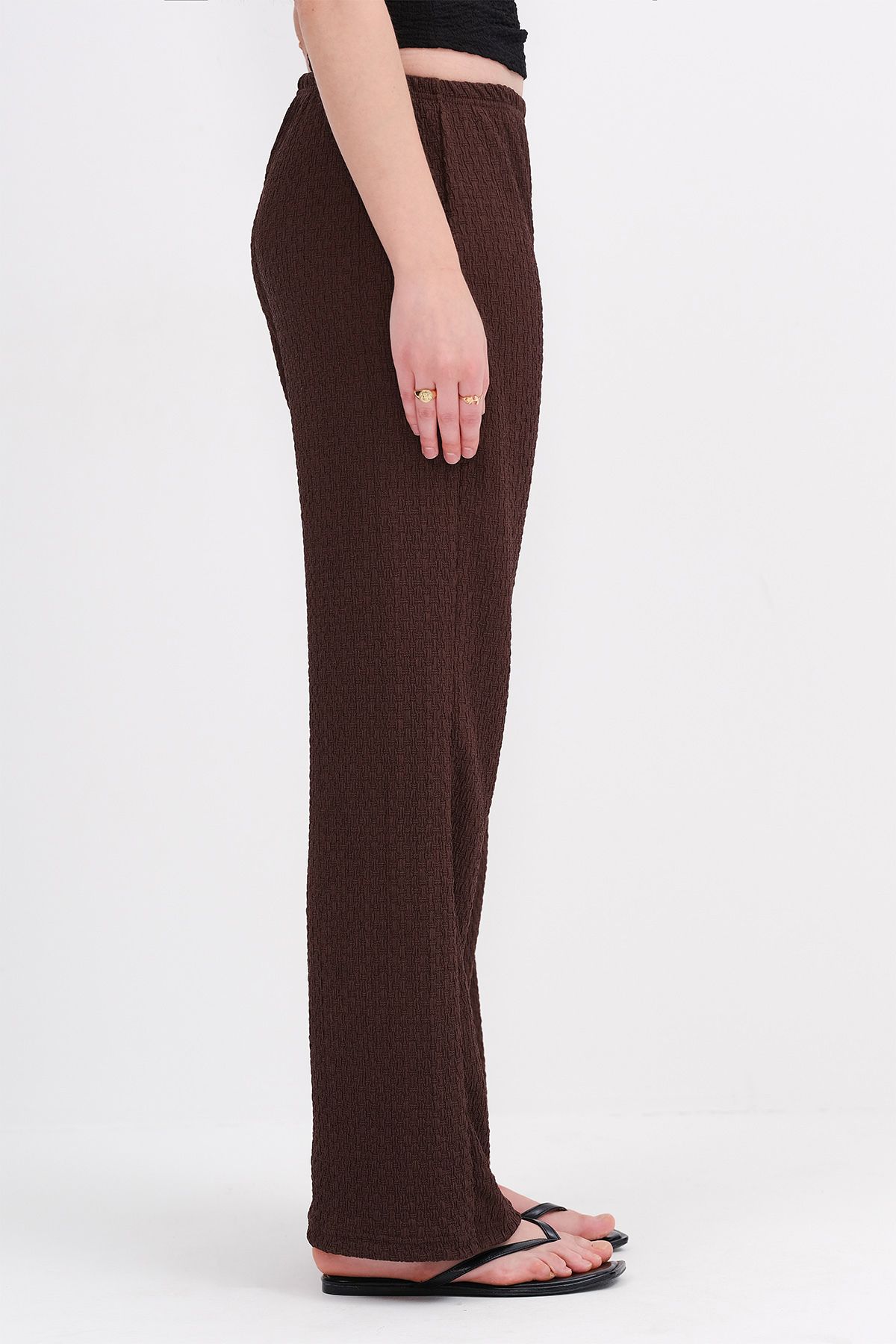 Addax-Textured Trousers with Elastic Waist Pn0546-L6 4