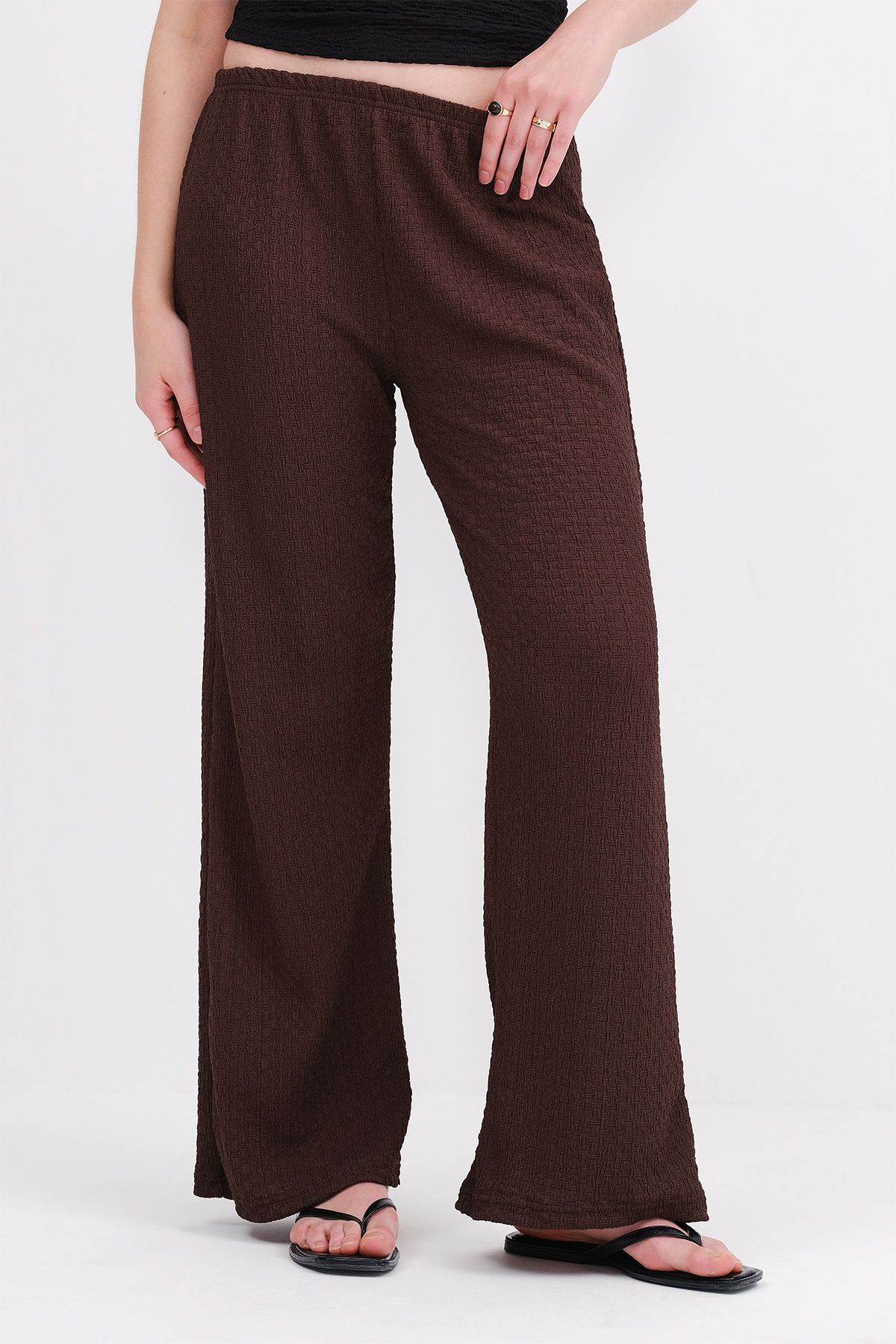 Addax-Textured Trousers with Elastic Waist Pn0546-L6 2