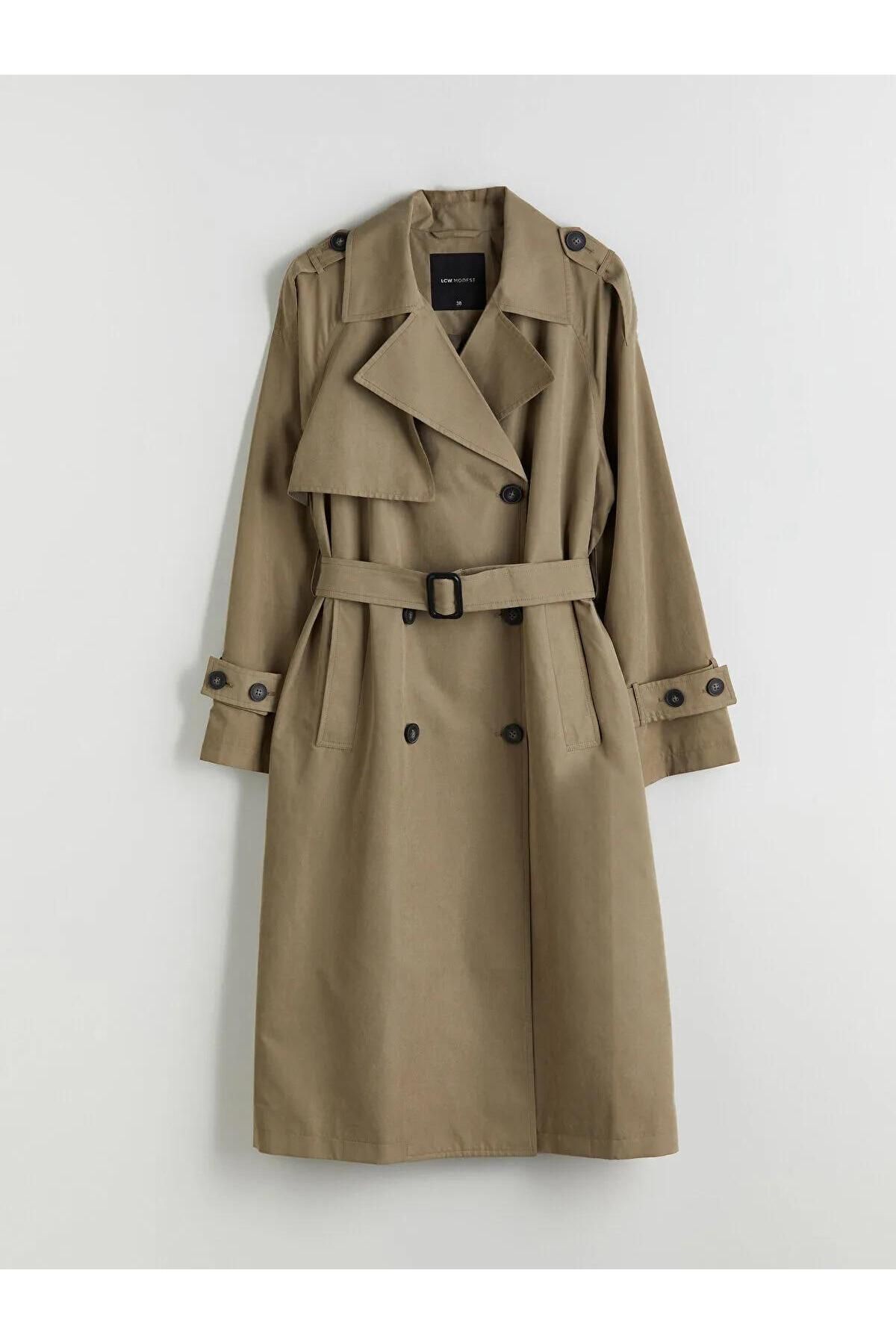 LC Waikiki-Trench oversize pentru femei LCW Modest cu guler dublu (W5) 6