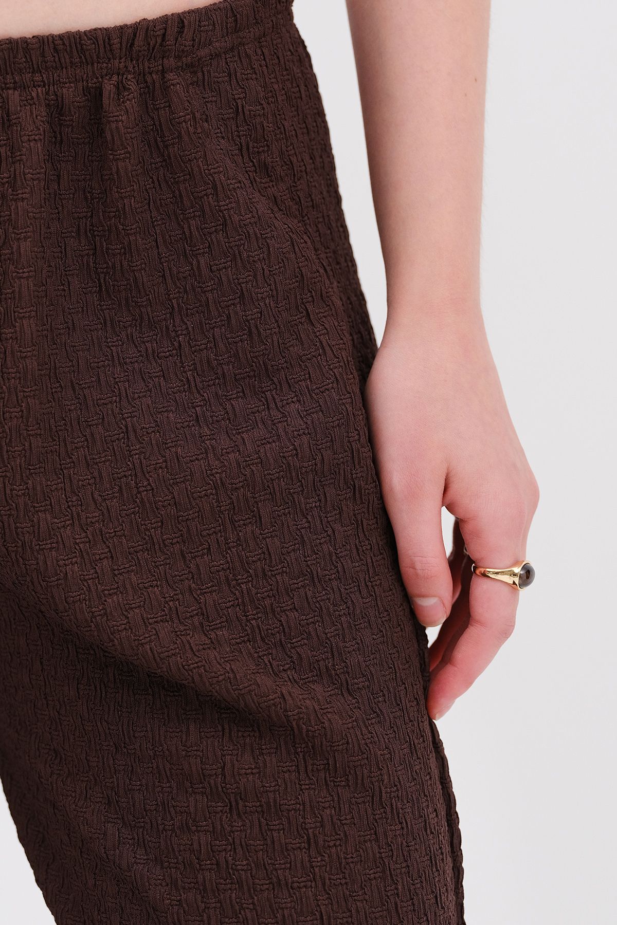 Addax-Textured Trousers with Elastic Waist Pn0546-L6 3