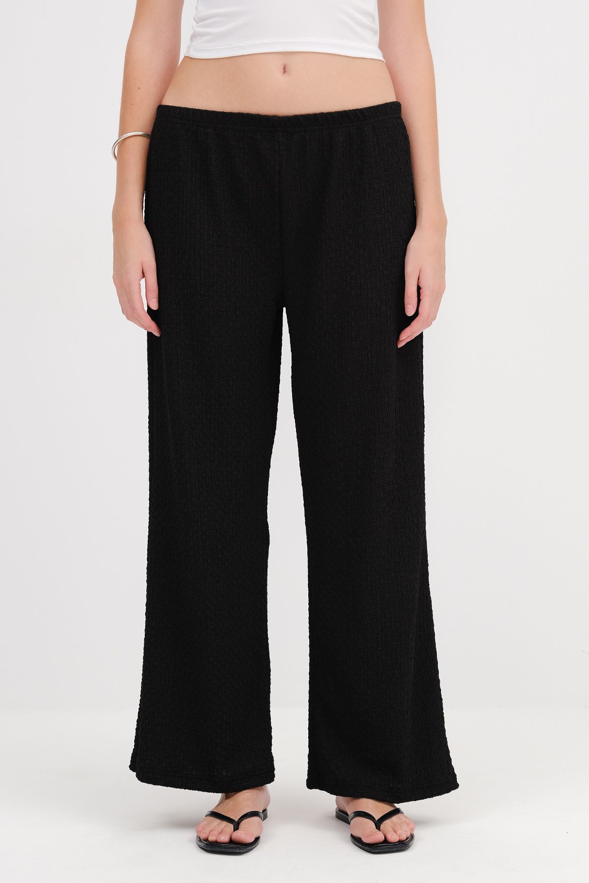 Addax-Textured Trousers with Elastic Waist Pn0546-L6 6
