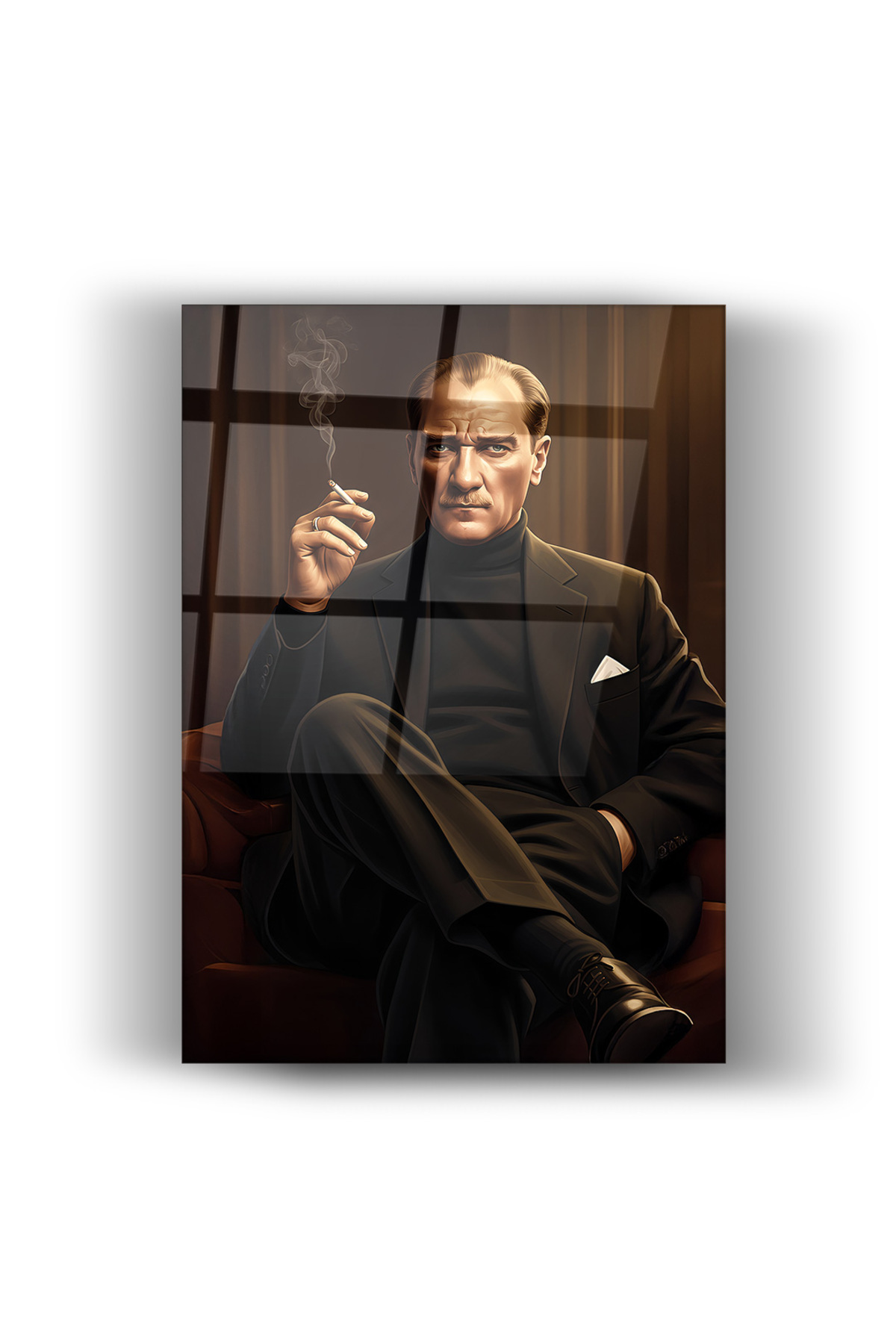 ATATÜRK Cam Tablo | Modern ve Minimalist Duvar Dekoru | Ev Ve Ofis Dekorasyonu- YAPAYZEKA