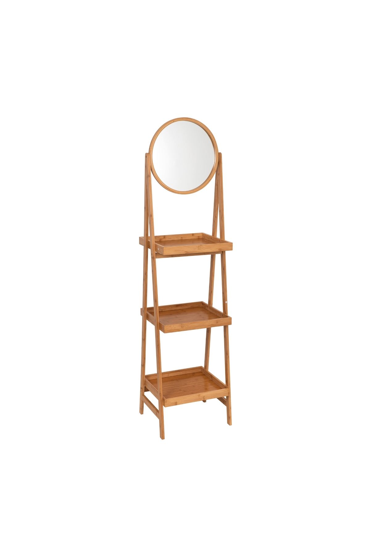 Generic-Wood 3-tier shelf unit with mirror 1