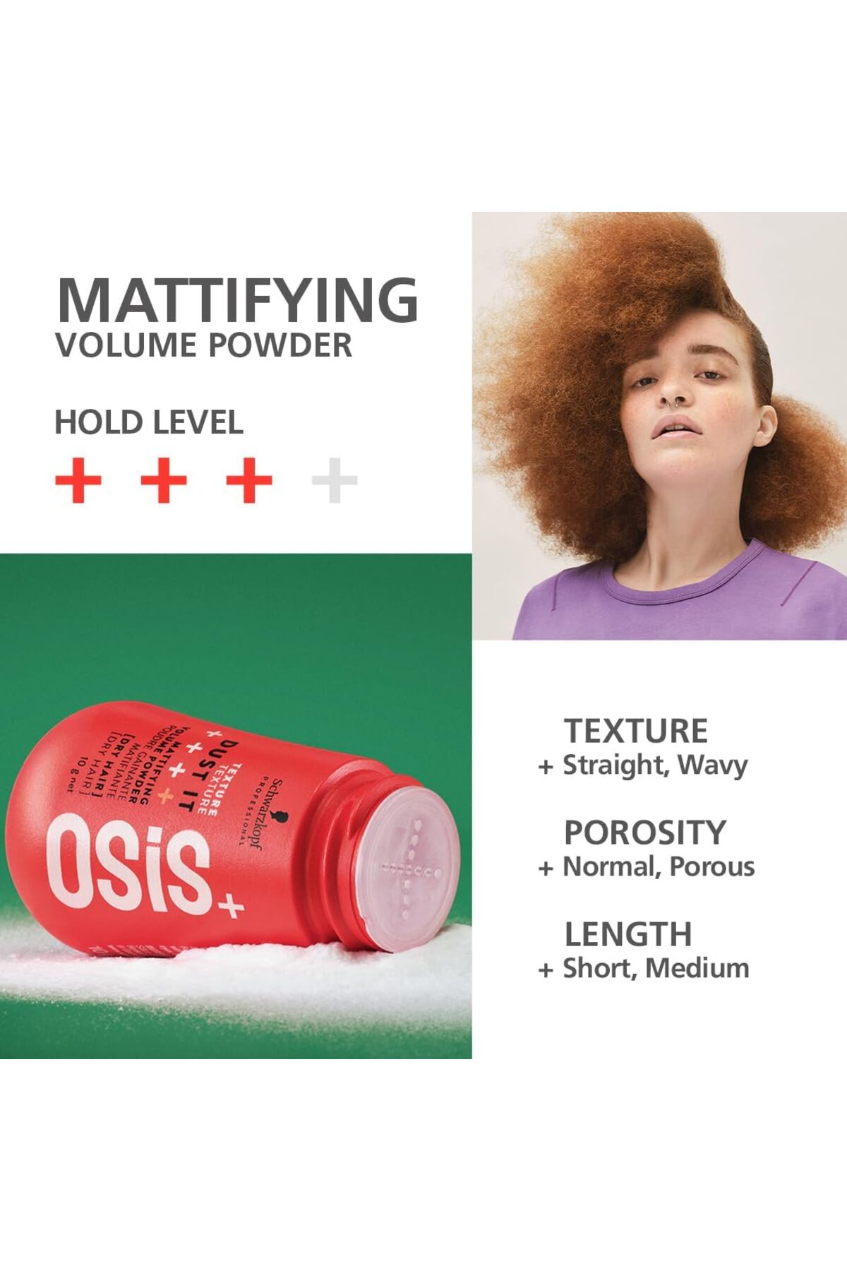 جلوه مات + حداکثر ماندگاری = Osis+ Dust It متفاوت! 10 میلی لیتر / HairBoss — واکس پودری OSIS/656526 — تصویر 3 از 6
