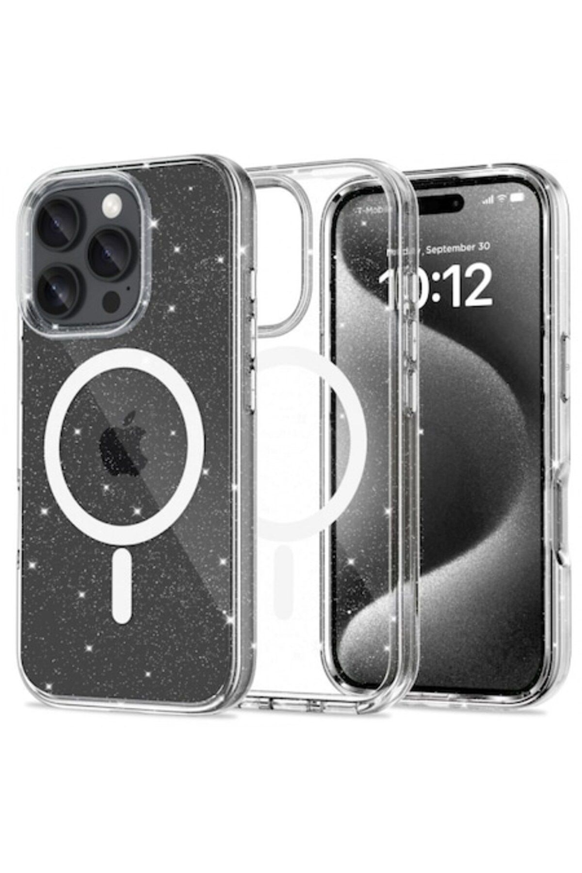 AXIO-MagSafe Case for Apple iPhone 16 Pro Max, Tech-Protect Flexair Hybrid Glitter Transparent 1