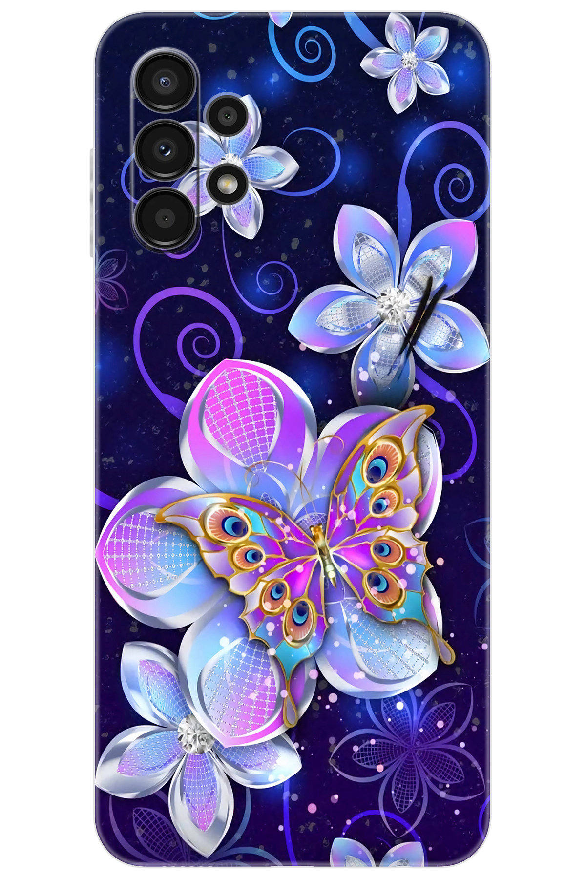 Samsung Galaxy A13 (SM-A135F) Compatible Case Patterned Silicone Butterfly and Flowers NGO:718 CP-YJ5Gr6e
