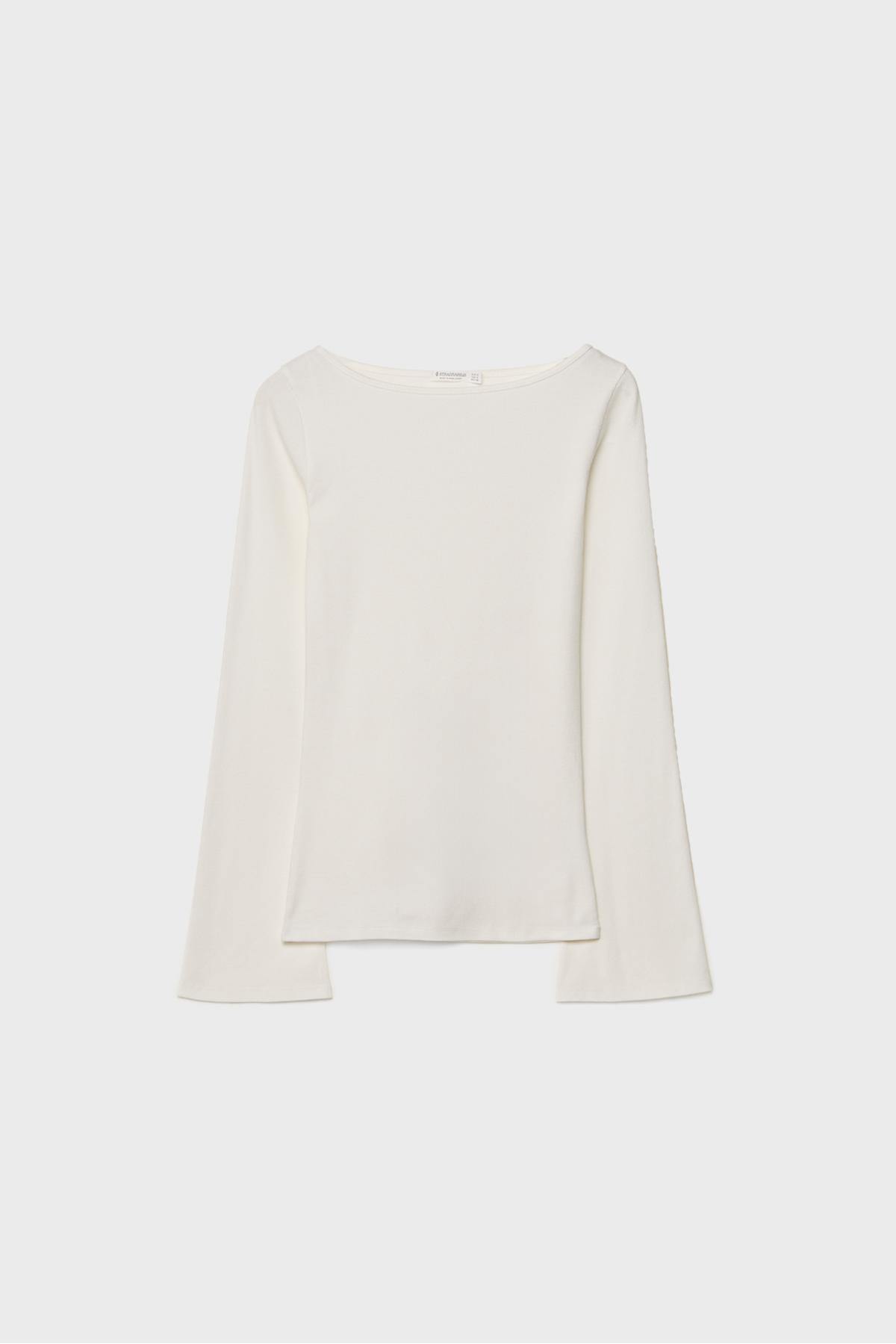 Stradivarius Çan kollu basic tişört görsel 6