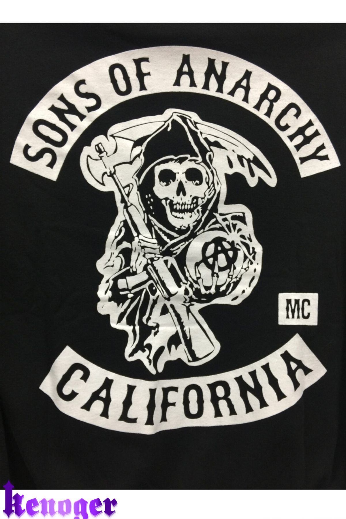 Siyah Unisex Oversize/Rahat Kesim Sons Of Anarchy Baskılı Kalın/İçi polarlı Kapşonlu Fermuar — مشکی soasweat1elvino — تصویر 3 از 5