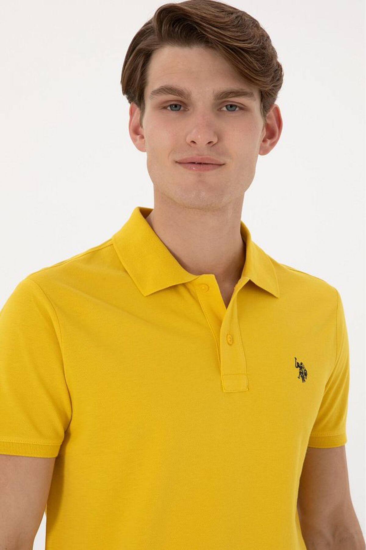 U.S. Polo Assn.-Πόλο Ασν. Ανδρικό μπλουζάκι με λεπτή εφαρμογή κίτρινο Basic DMLS 2