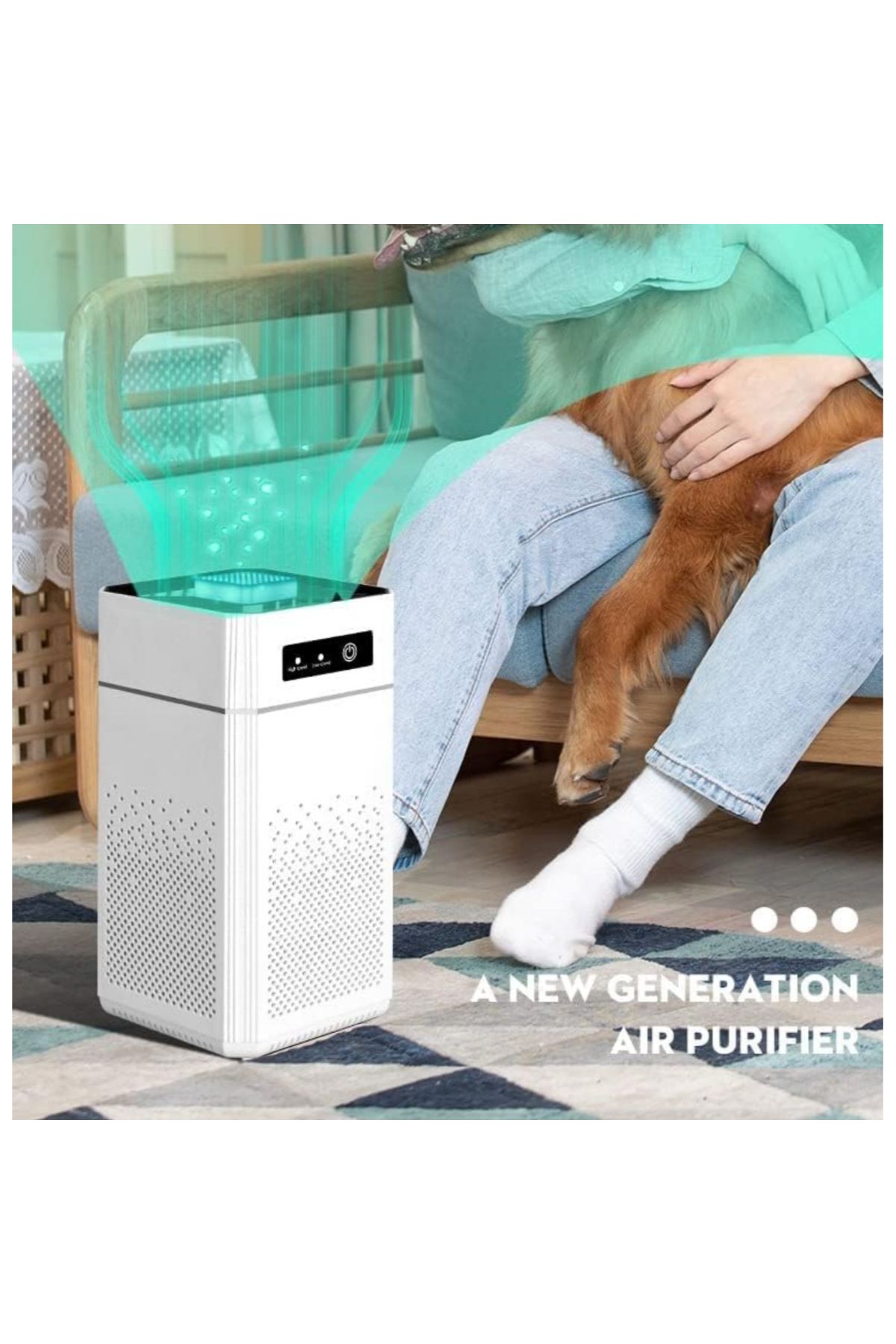 Tradeo-جهاز تنقية الهواء المكتبي بتقنية الأيونات السالبة، 3 إعدادات للسرعة، مؤشر LED 3