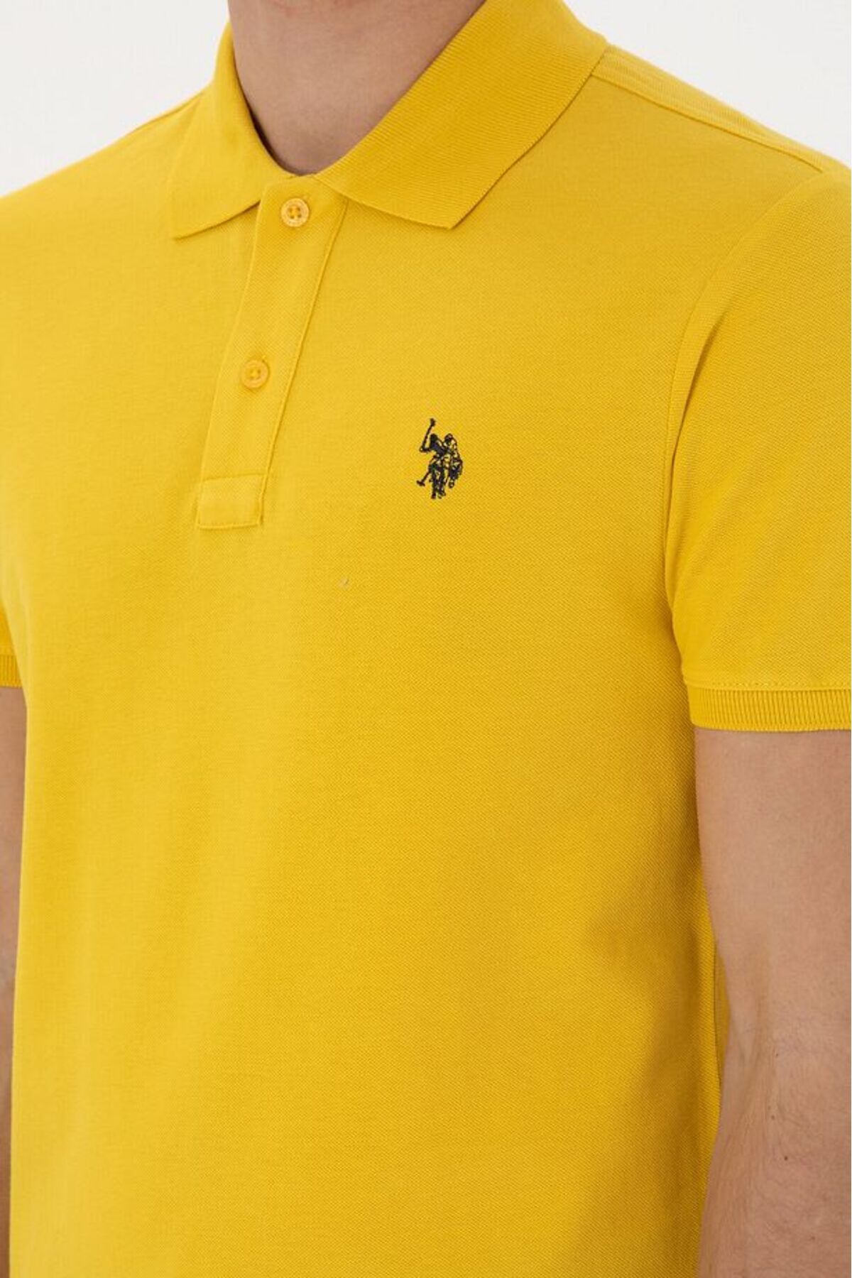 U.S. Polo Assn.-Πόλο Ασν. Ανδρικό μπλουζάκι με λεπτή εφαρμογή κίτρινο Basic DMLS 7