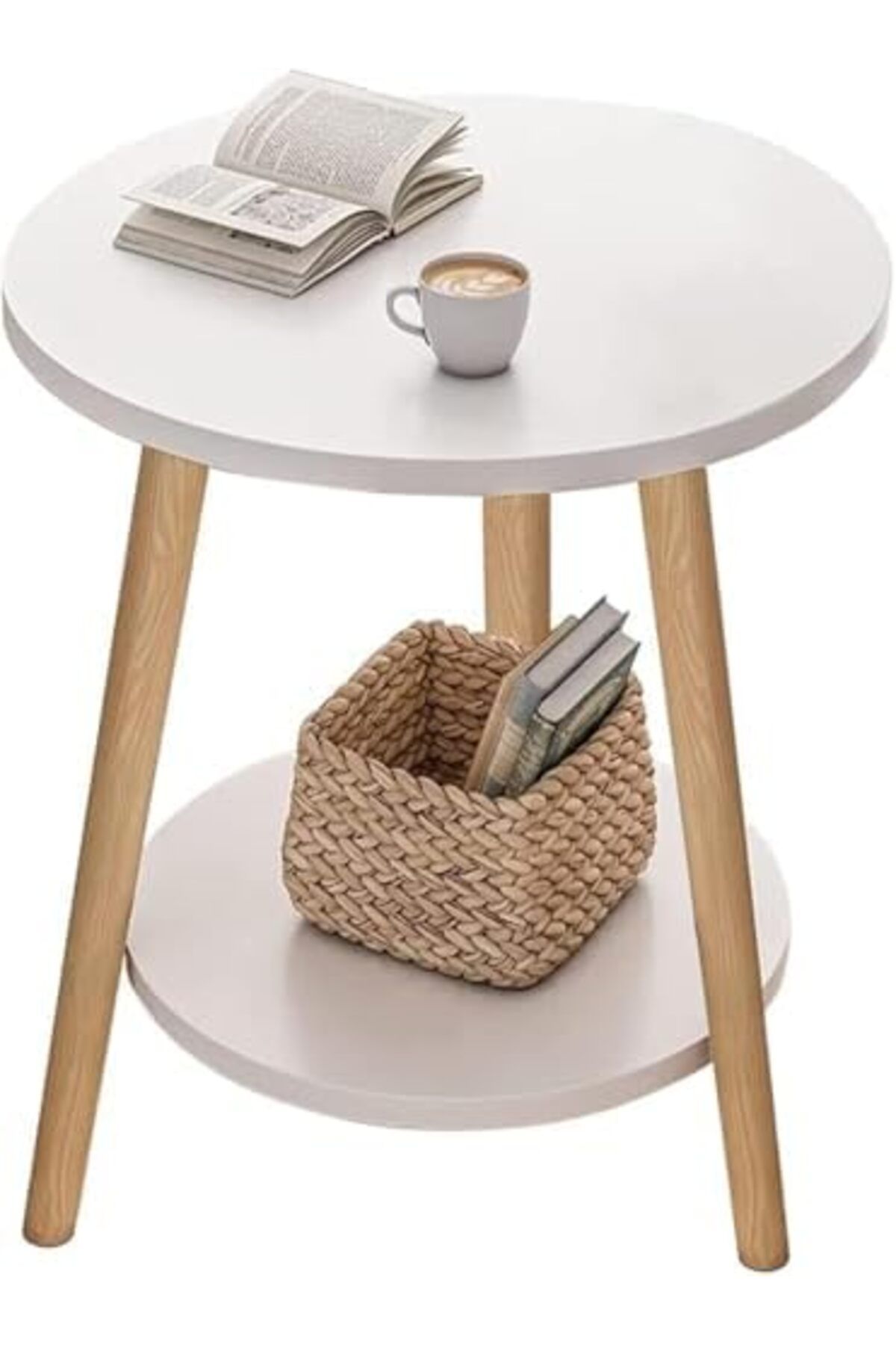 Solerconm-2-Layer Round Coffee Table, End Tables for Living Room 2