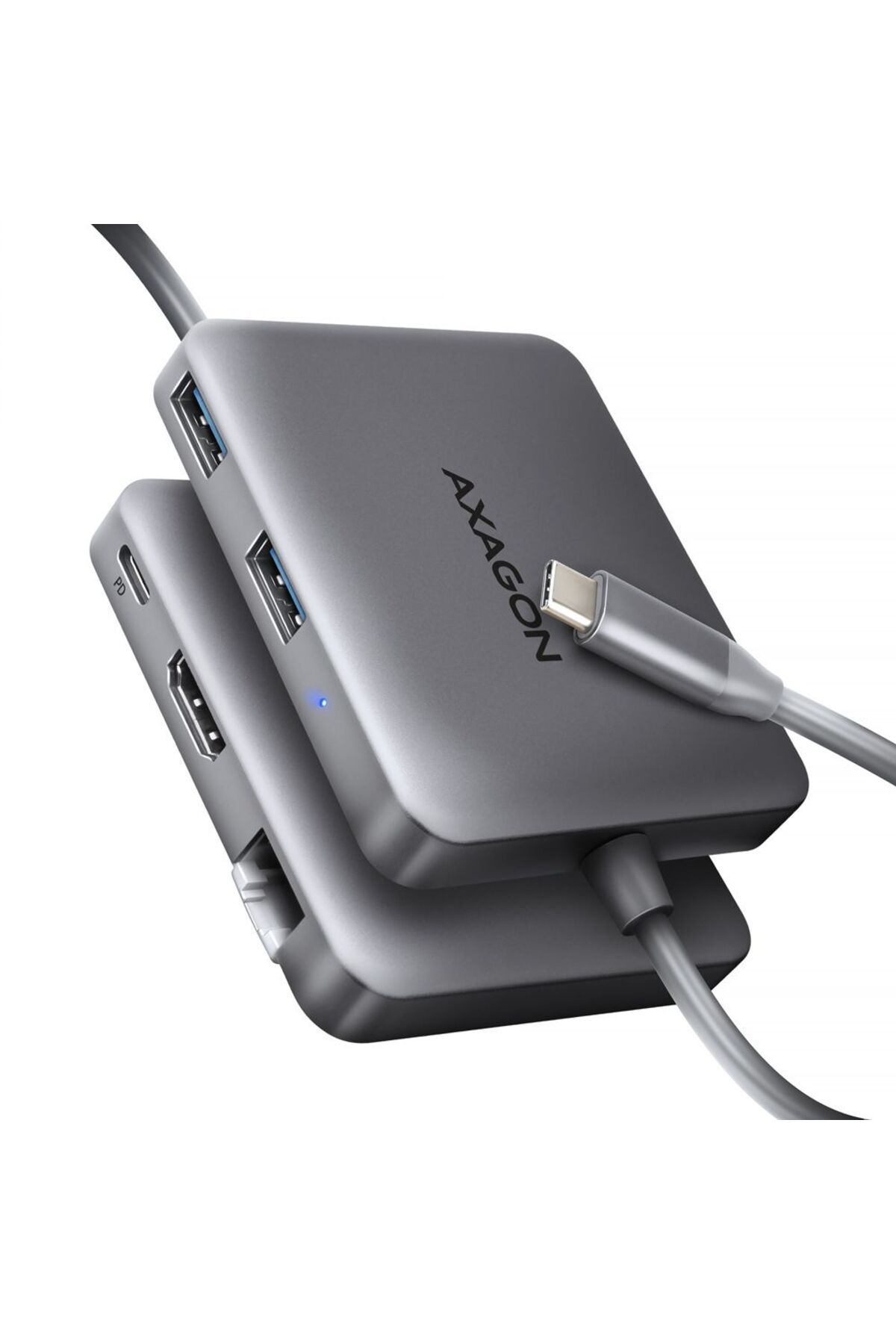 Axagon-Hub USB-C 5 în 1, Axagon, 5 Gbps, HDMI 4K, Ethernet, 65 x 77 x 15 mm, 61 g, Argintiu 4