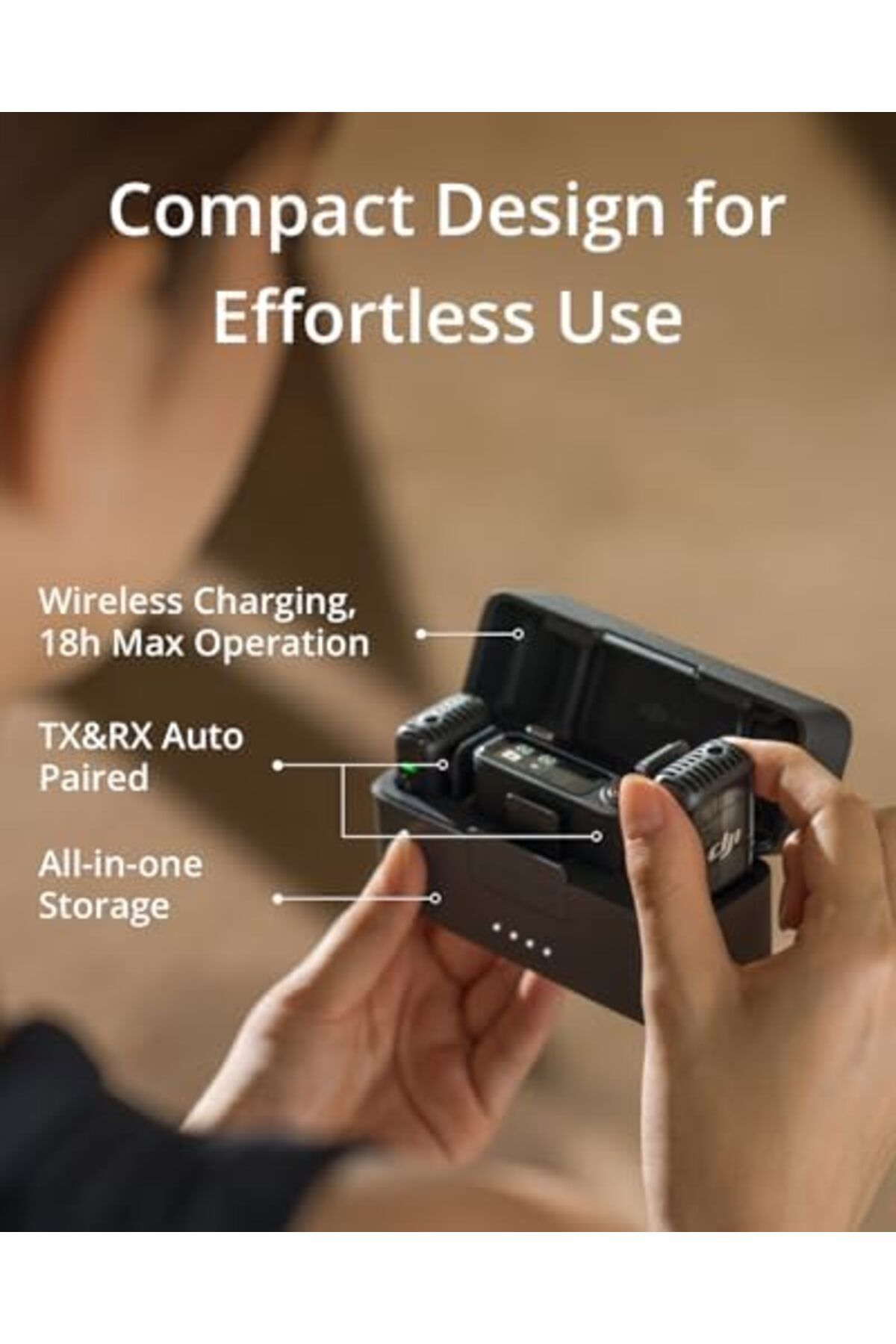 DJI-Mic 2, Wireless Lavalier Microphone, Noise Cancelling, 48kHz 32-bit Float Internal Recording, 82 6