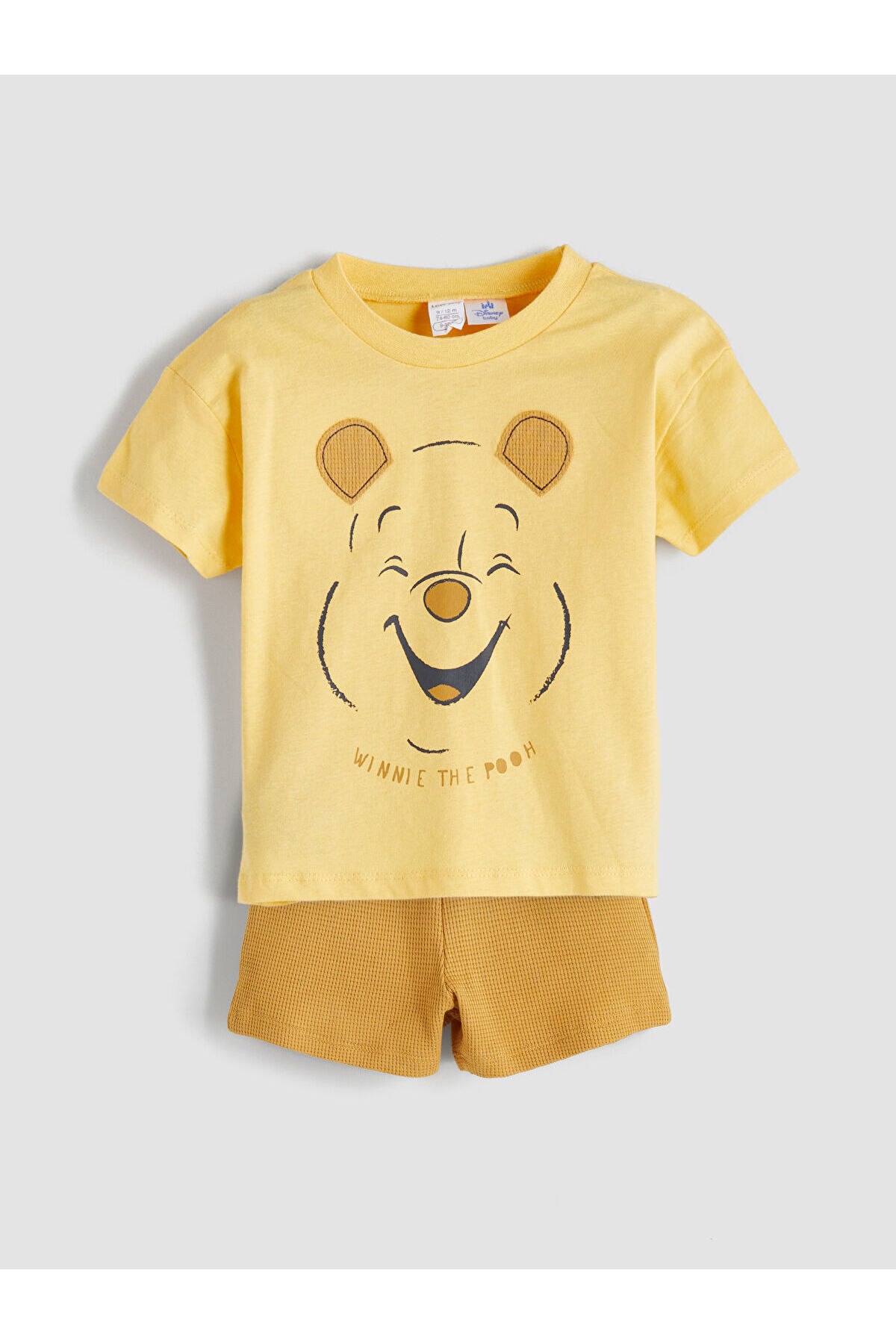 LC Waikiki Nevaa Collection Sarı Winnie The Pooh Baskılı Erkek Bebek Tişört ve Şort 2'li fotoğrafı 2 (önizleme)