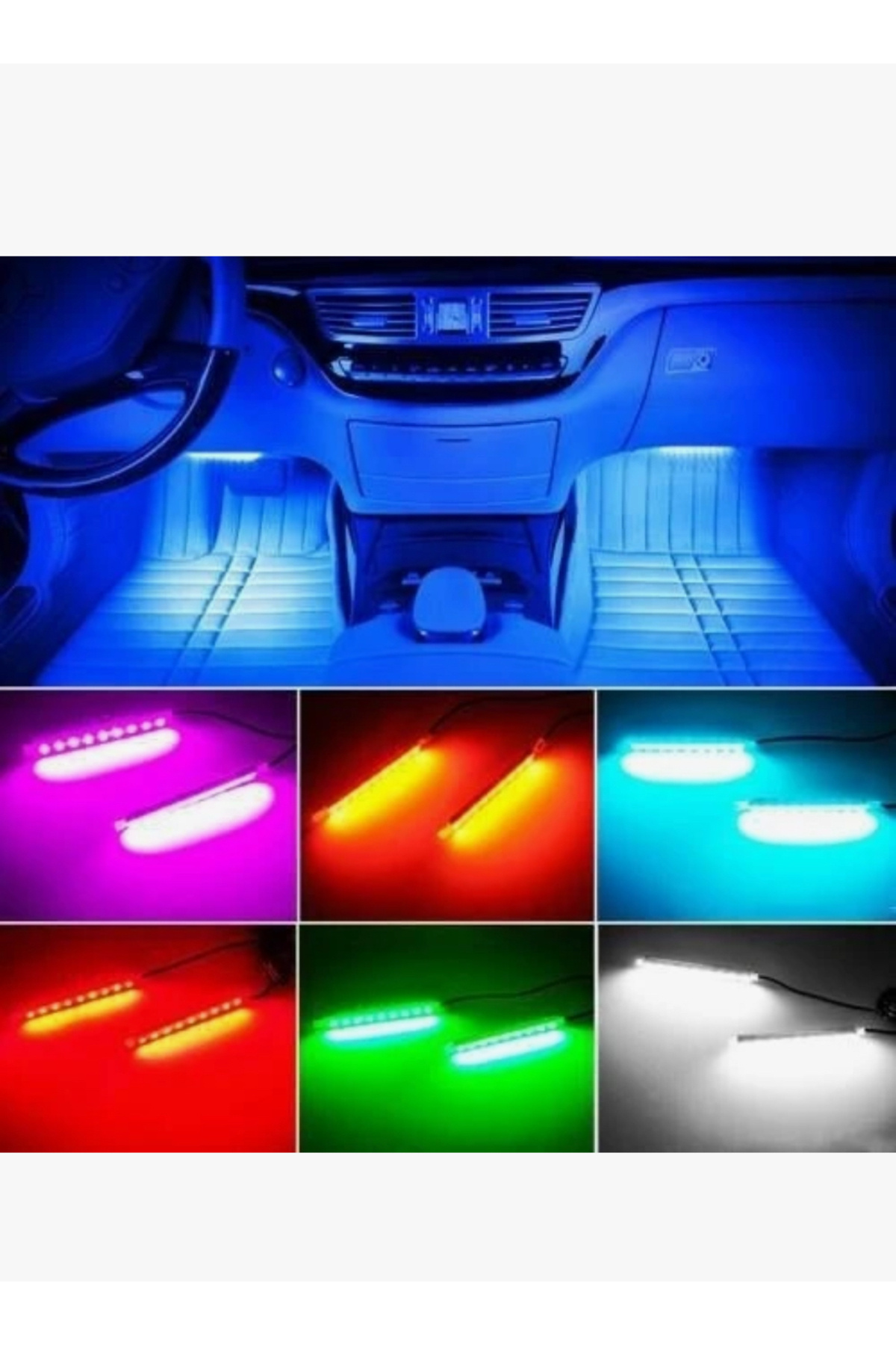 EŞDEĞER 12 Led Ayak Altı Led Lamba Kumandalı Sese Duyarlı RGB Araç İçi Aydınlatma Çakmaklik Girişli