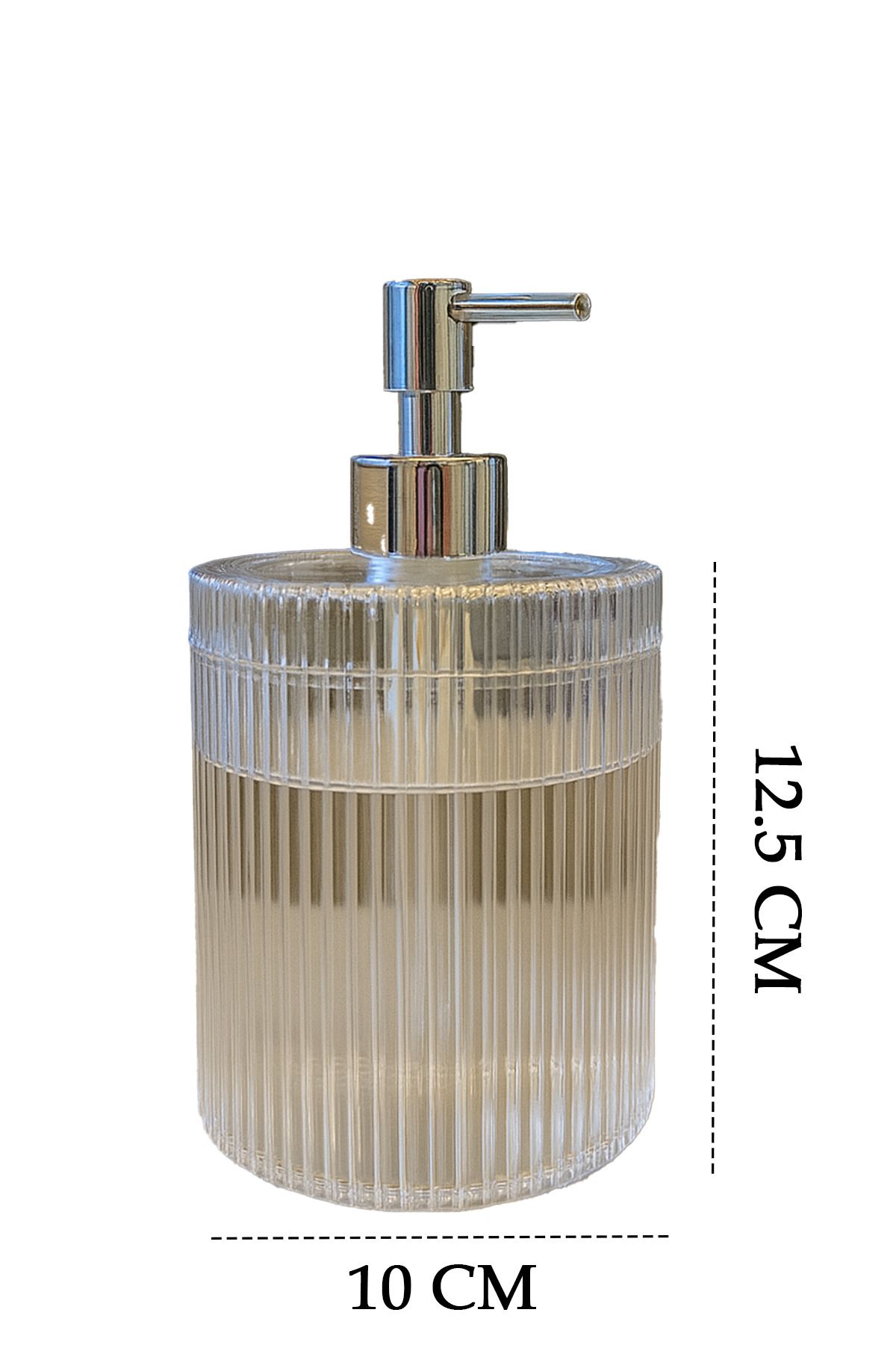 DOVİHOME-Double XL Large Size Striped 700ml Countertop Silver Pump Liquid Soap Dispenser and Cotton Lint Set Transparent 2