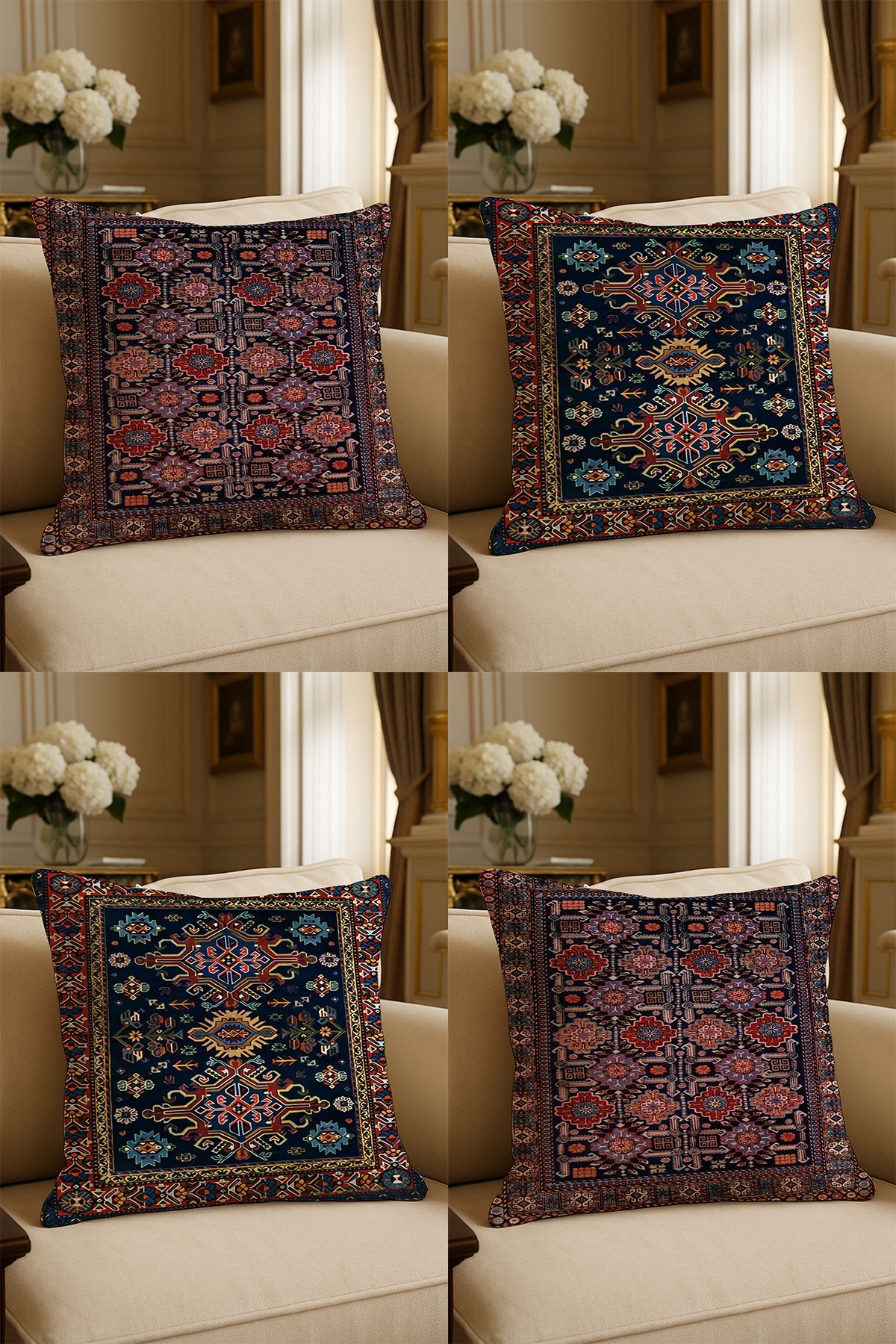 LadiesHome-Special Design Digital Printed Decorative Throw Pillow Case 43X43 cm Double Sided Set of 4 1