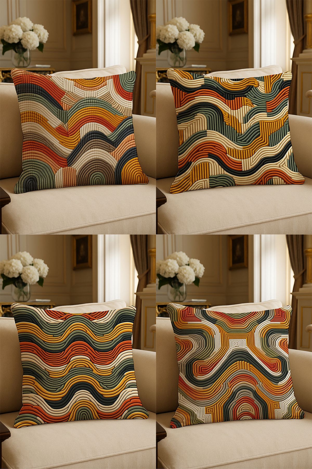 LadiesHome-Special Design Digital Printed Decorative Throw Pillow Case 43X43 cm Double Sided Set of 4 1