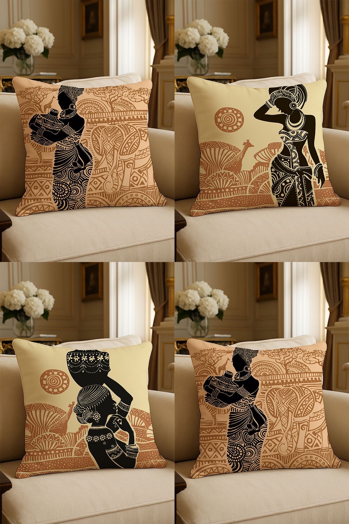LadiesHome-Special Design Digital Printed Decorative Throw Pillow Case 43X43 cm Double Sided Set of 4 1