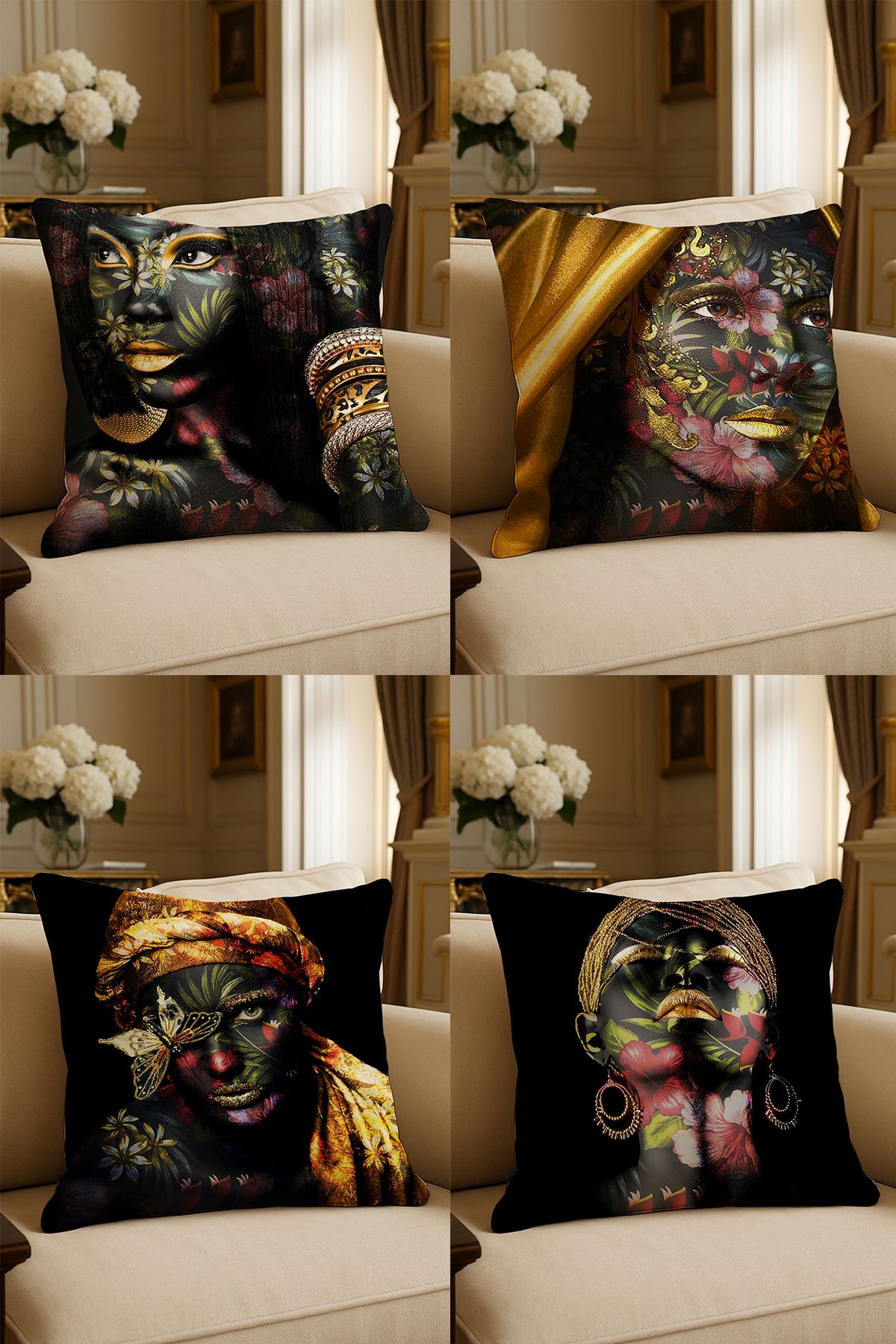 LadiesHome-Special Design Digital Printed Decorative Throw Pillow Case 43X43 cm Double Sided Set of 4 1